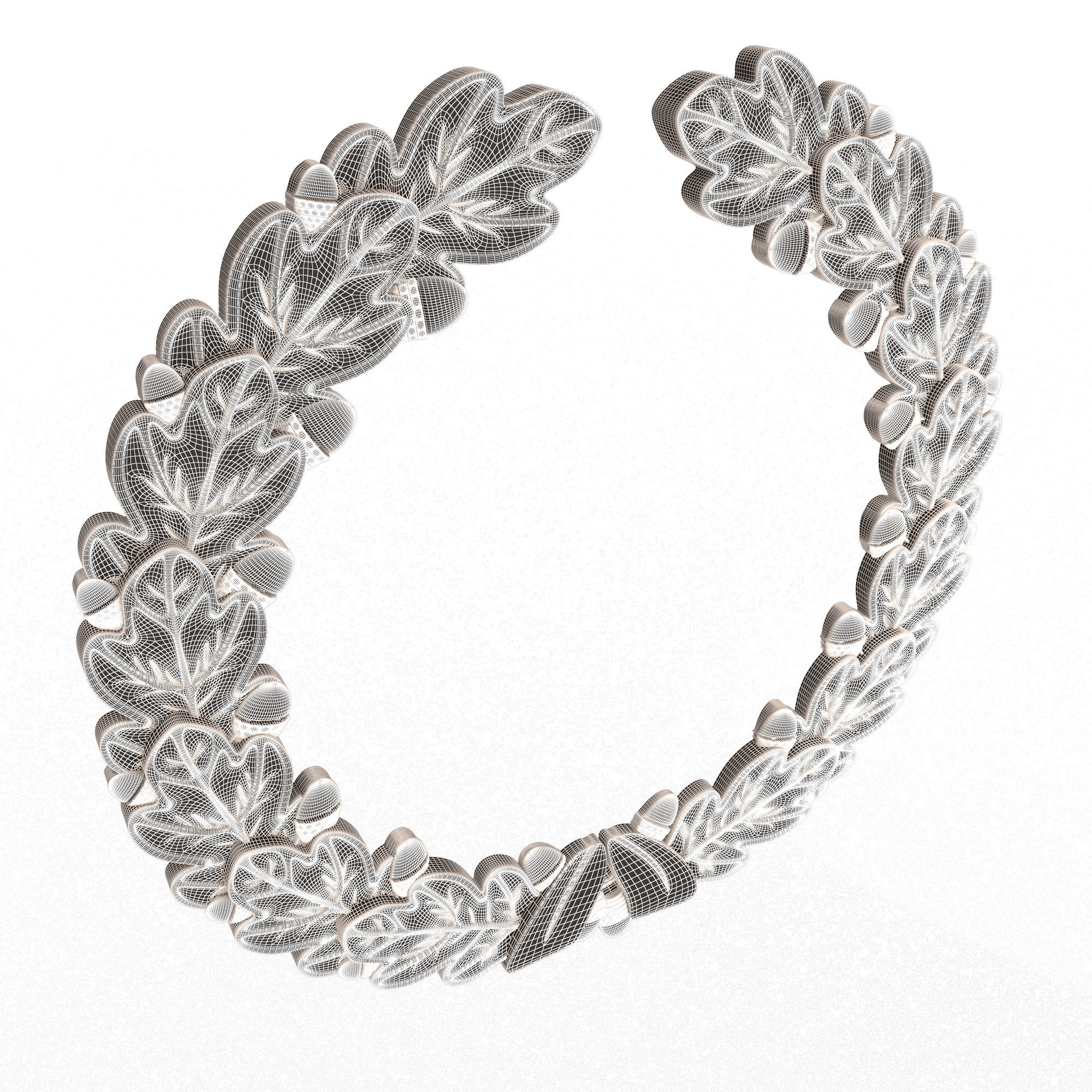 Gold Laurel Wreath 02 Low-poly 3D model_7