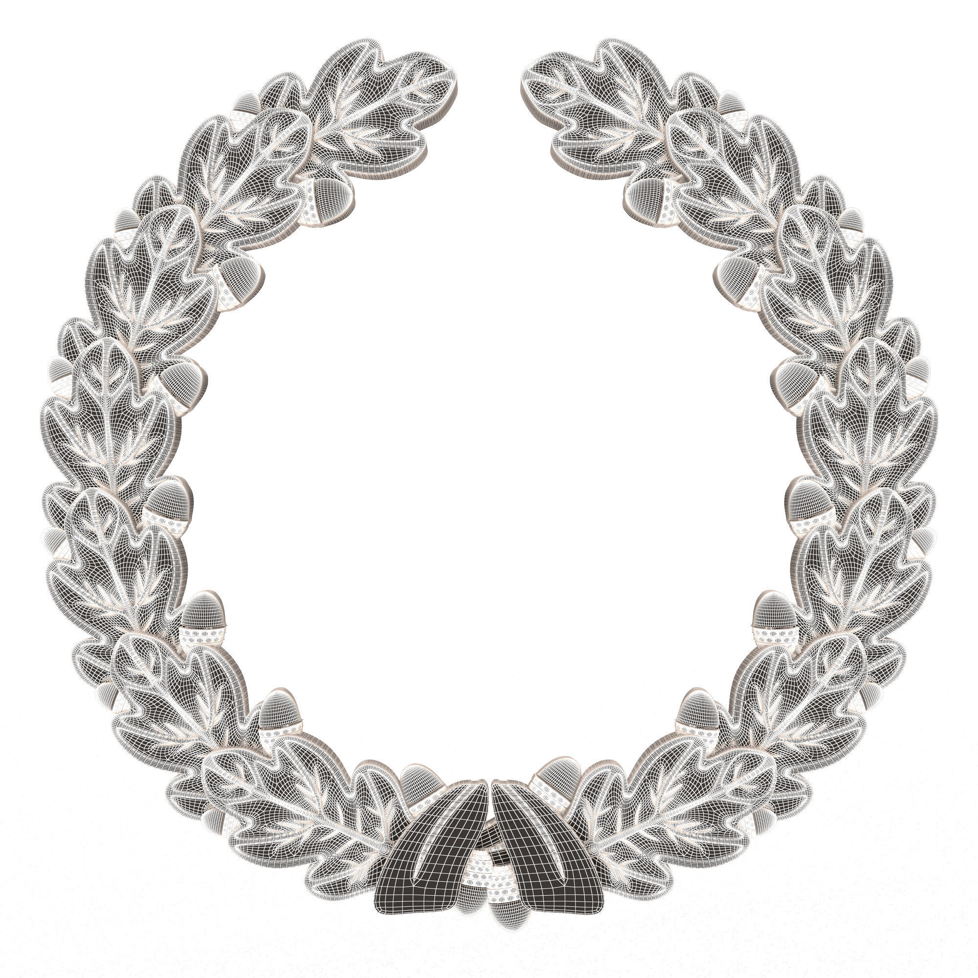 Gold Laurel Wreath 02 Low-poly 3D model_6