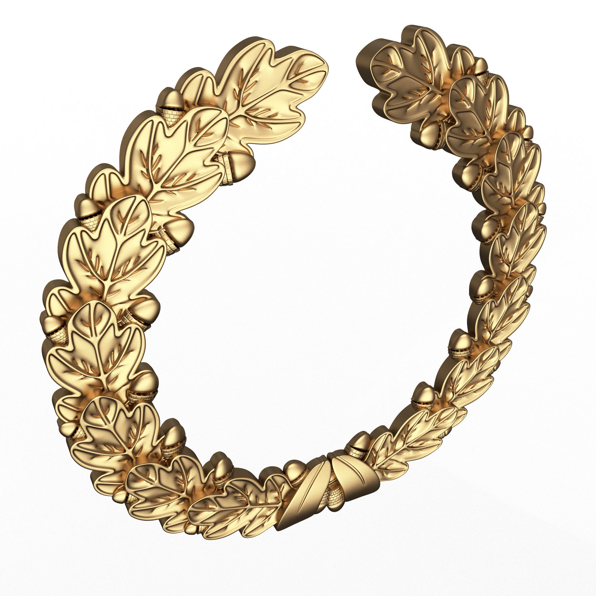 Gold Laurel Wreath 02 Low-poly 3D model_1