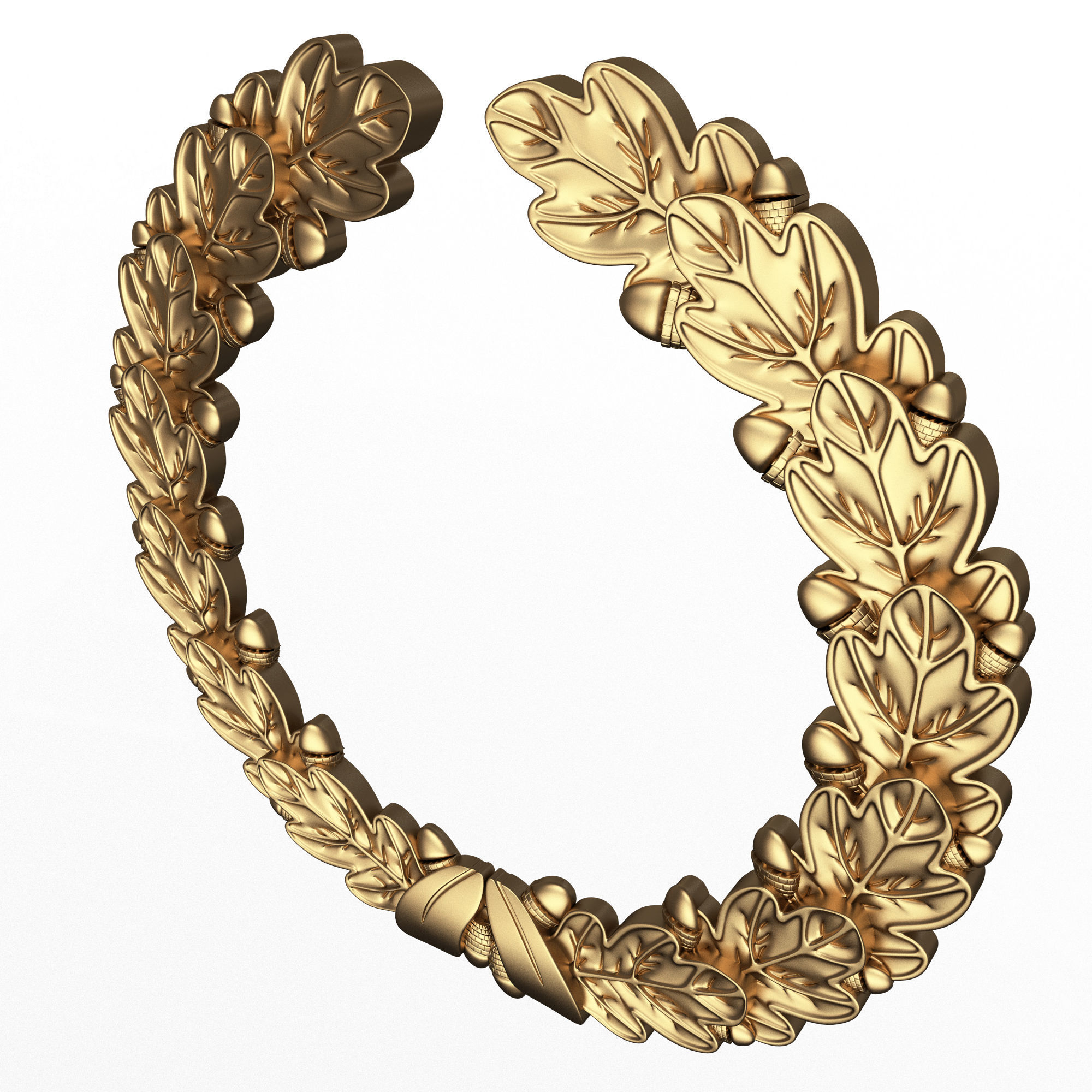 Gold Laurel Wreath 02 Low-poly 3D model_2