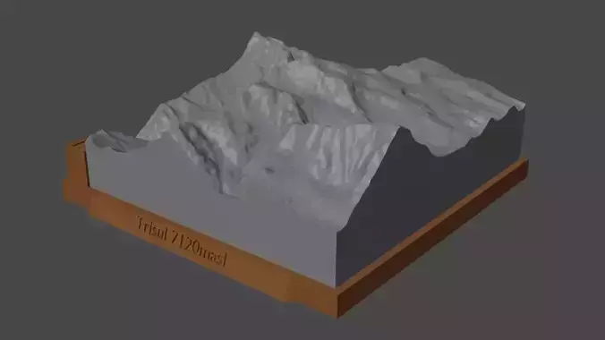 Trisul mountain 3D print model