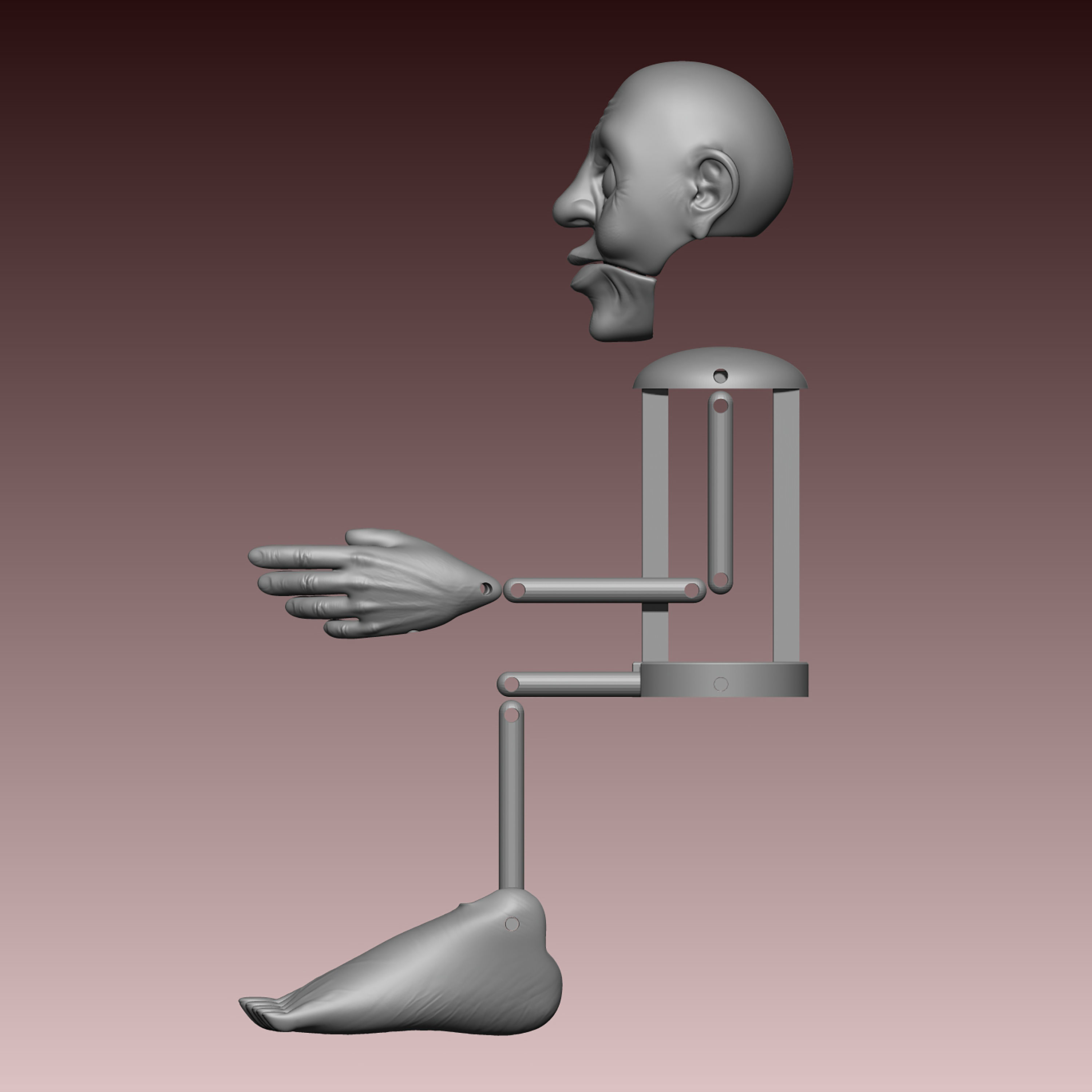 Titere persona envejeciente Puppet old person 001 BETA-STL-ZTL Free 3D print model_3