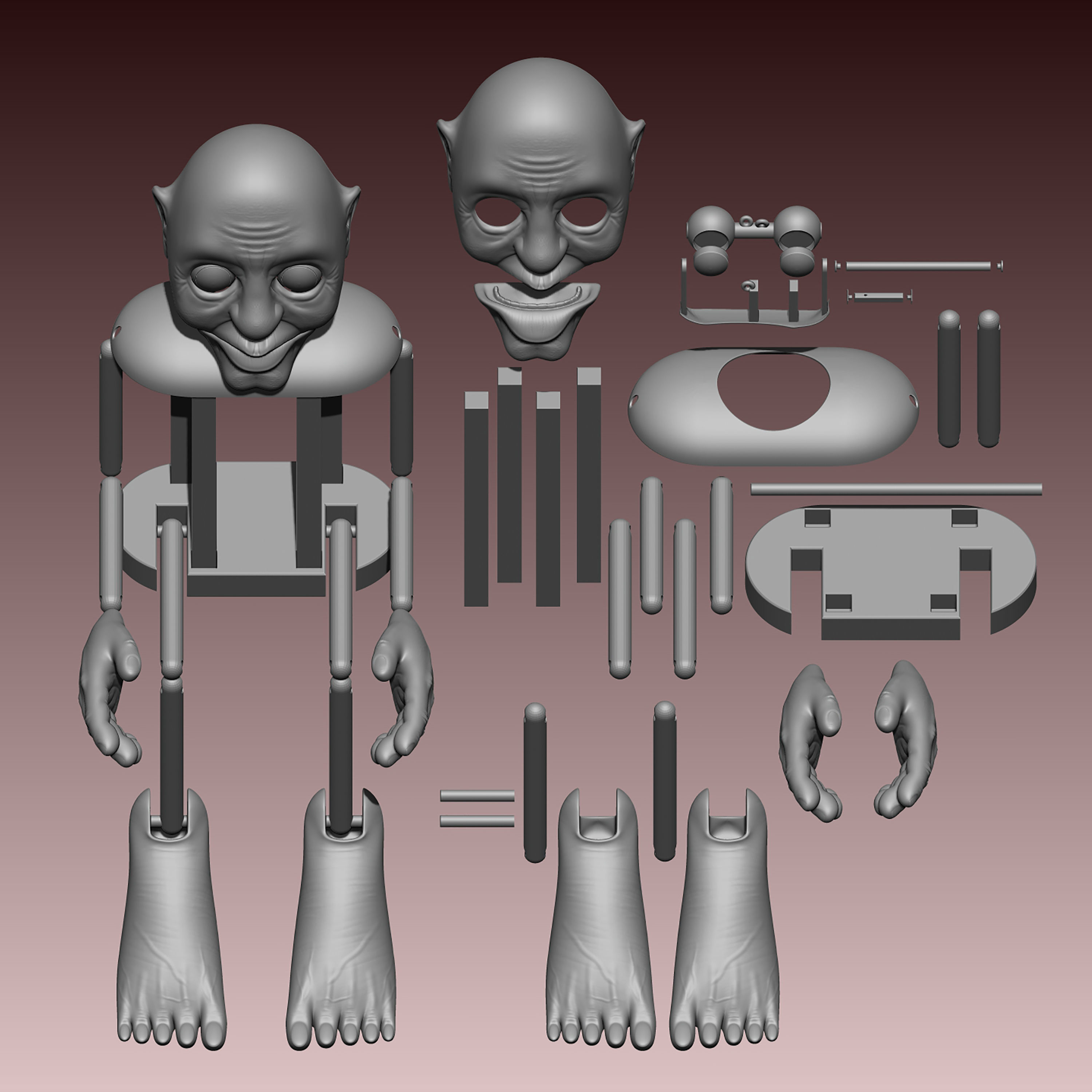 Titere persona envejeciente Puppet old person 001 BETA-STL-ZTL Free 3D print model_2