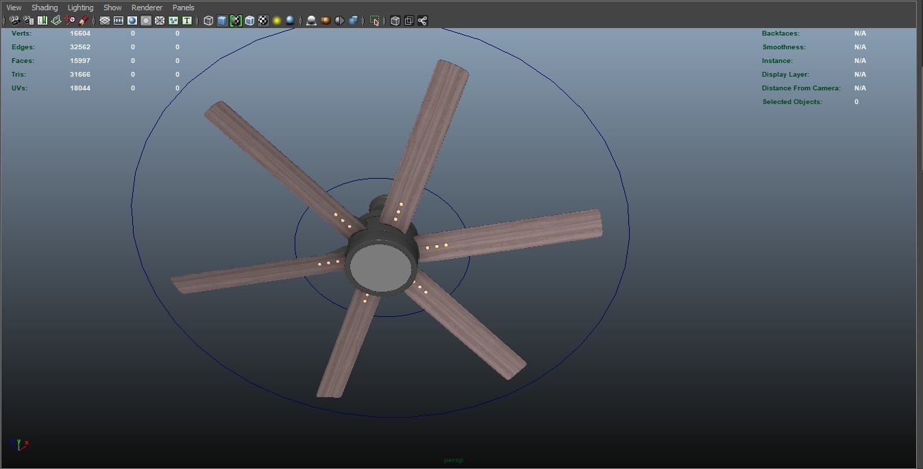 Ceiling Fan Six Blade Animated 3d Model Low-poly 3D model_10