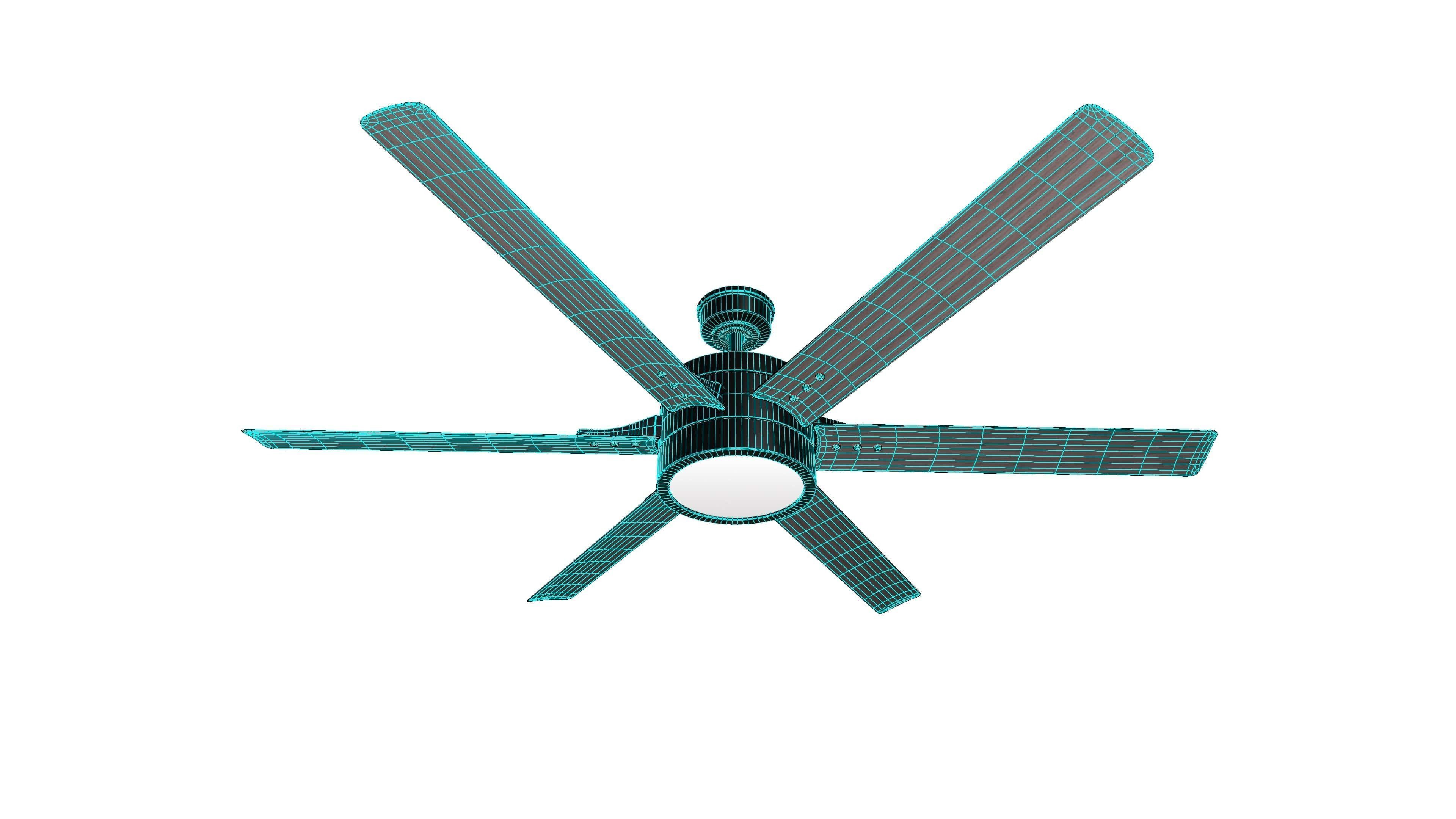 Ceiling Fan Six Blade Animated 3d Model Low-poly 3D model_8