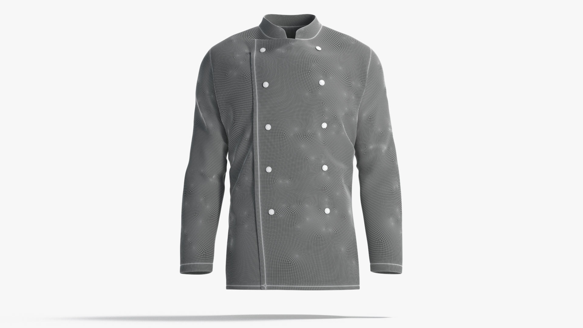 White Chef Jacket - cook chief coat Low-poly 3D model_8
