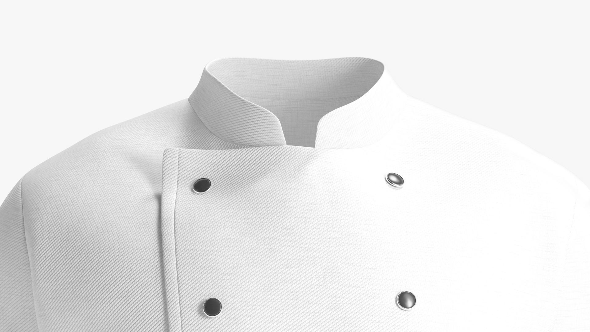 White Chef Jacket - cook chief coat Low-poly 3D model_4