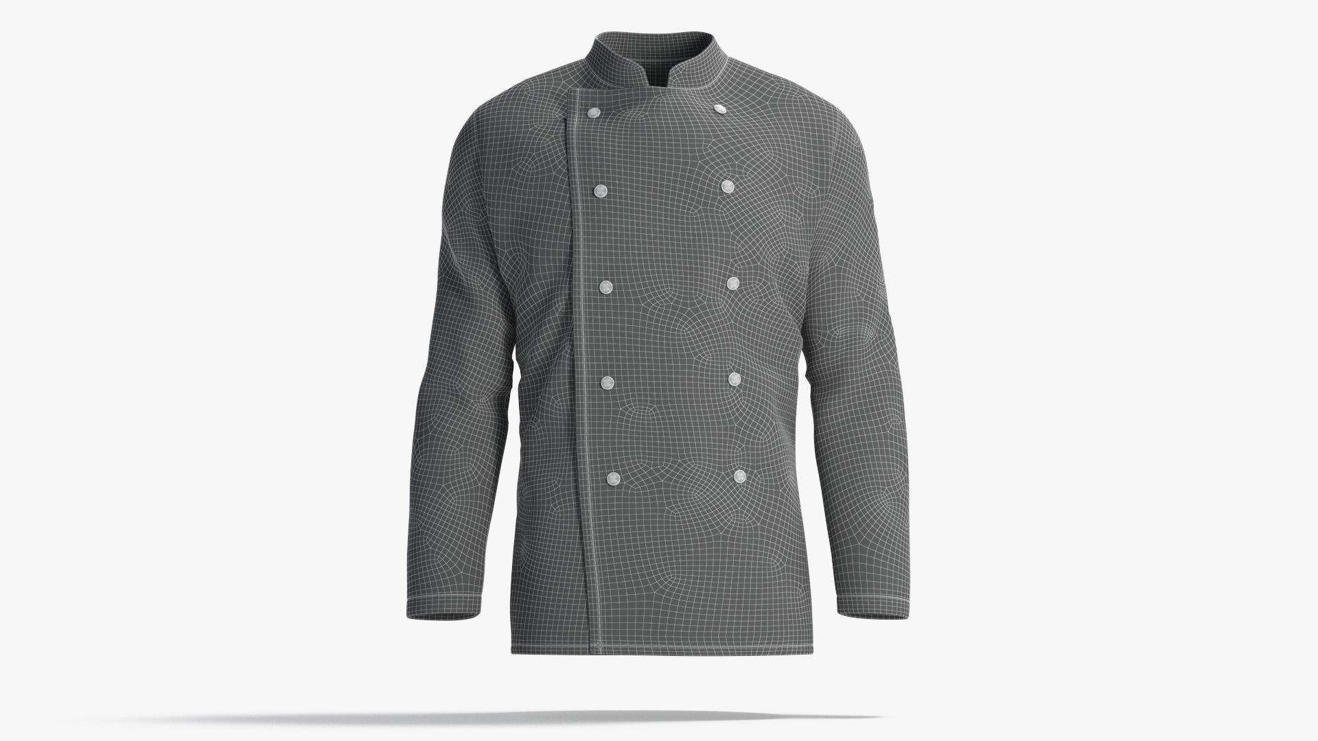 White Chef Jacket - cook chief coat Low-poly 3D model_7