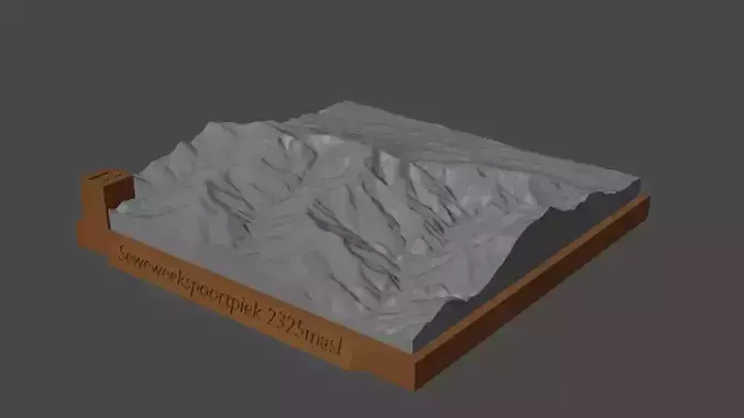 Seweweekspoortpiek mountain range 3D print model