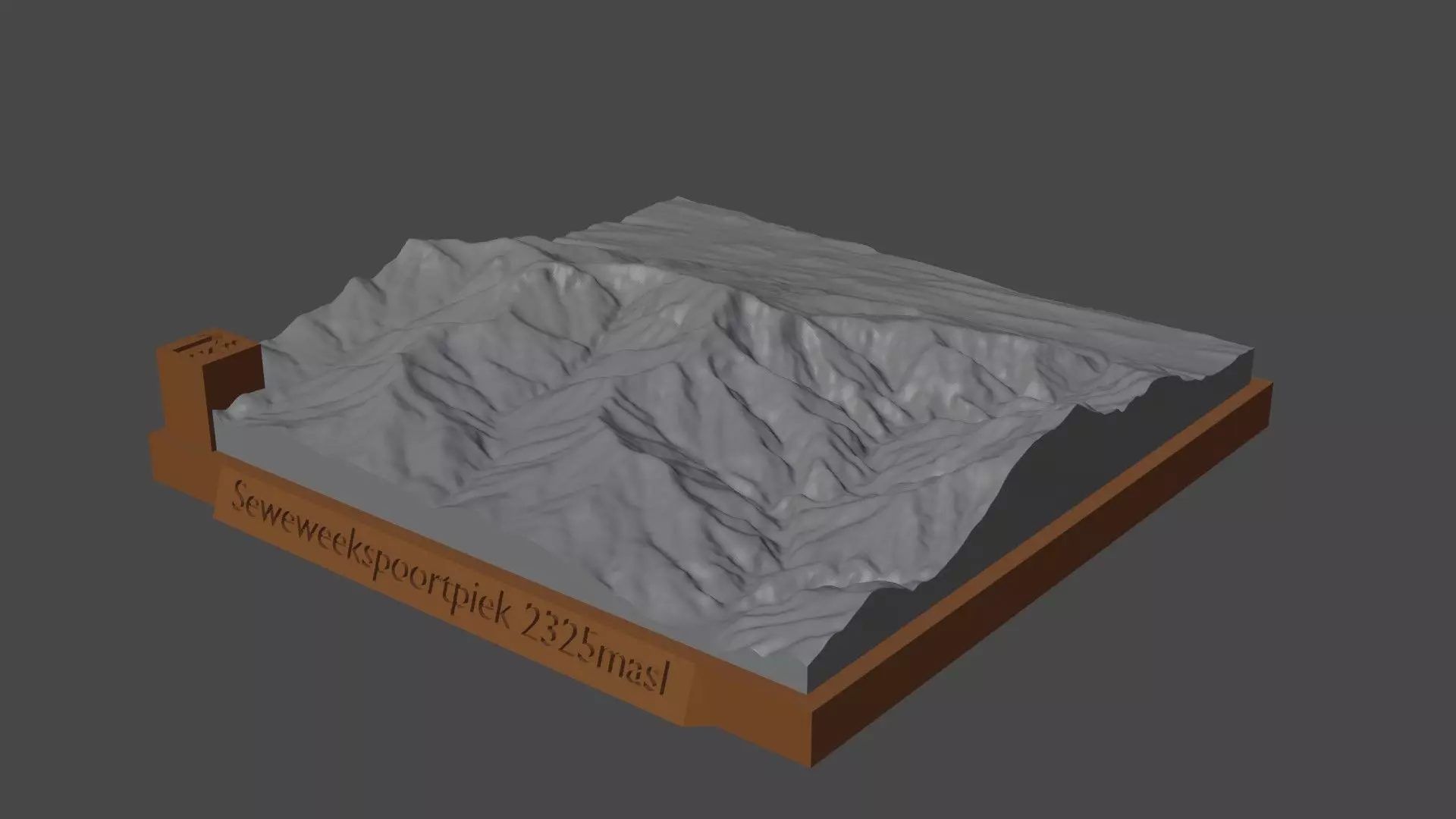 Seweweekspoortpiek mountain range 3D print model