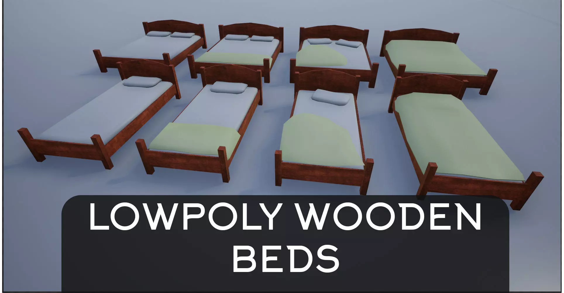 Lowpoly Wooden Beds Low-poly 3D model