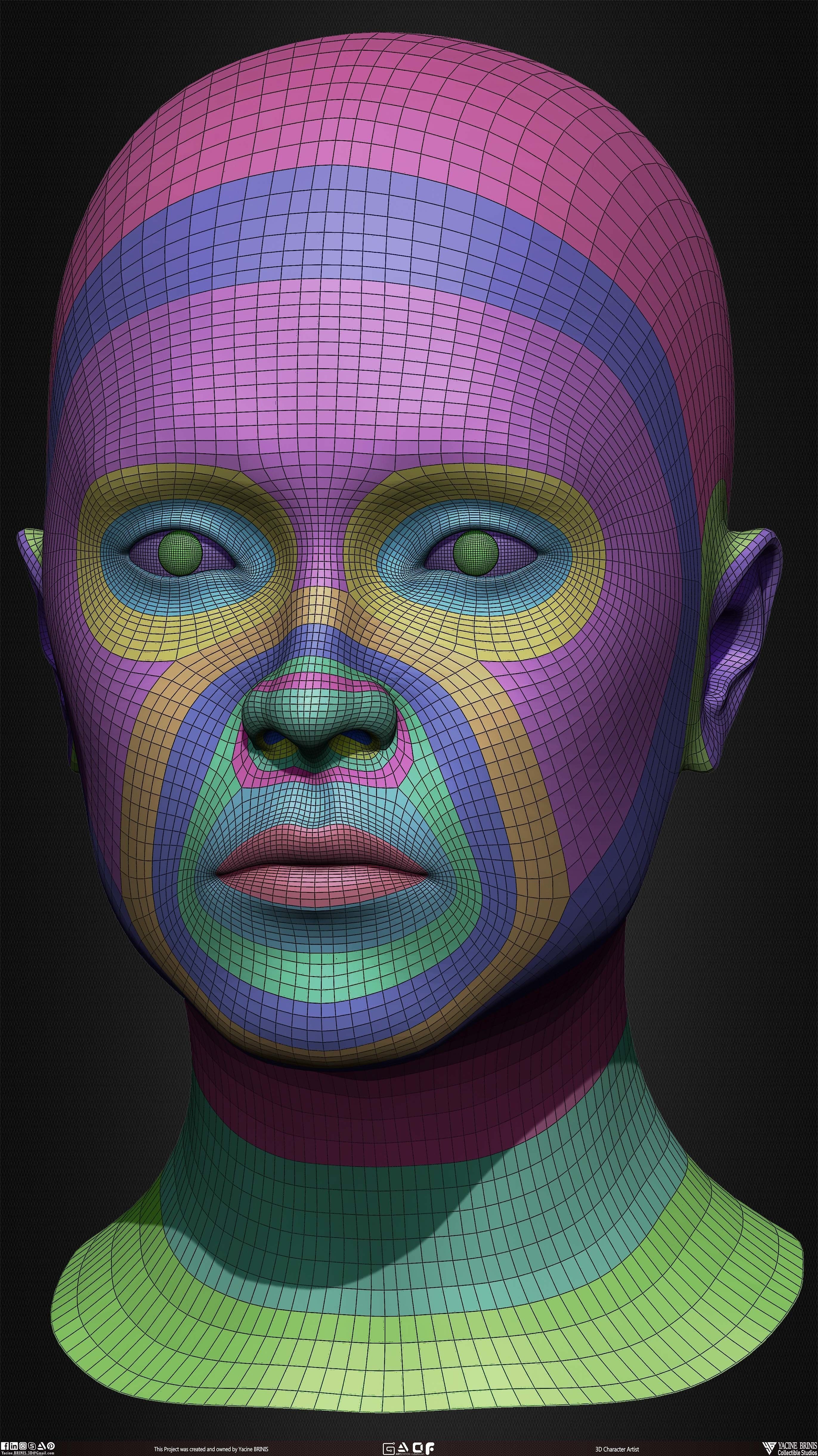 Female Head Basemesh Vol 01 Low-poly 3D model_26