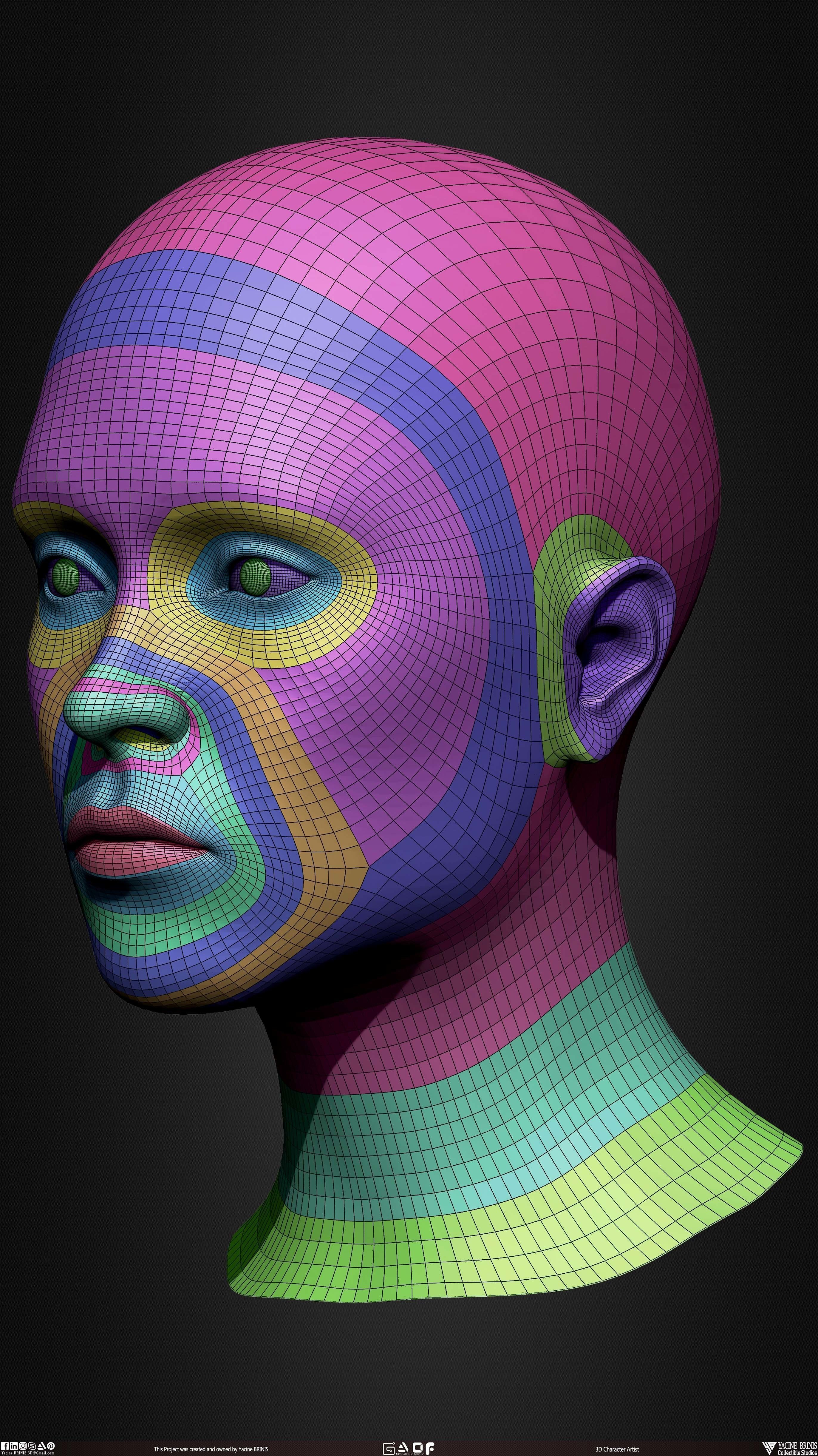 Female Head Basemesh Vol 01 Low-poly 3D model_24