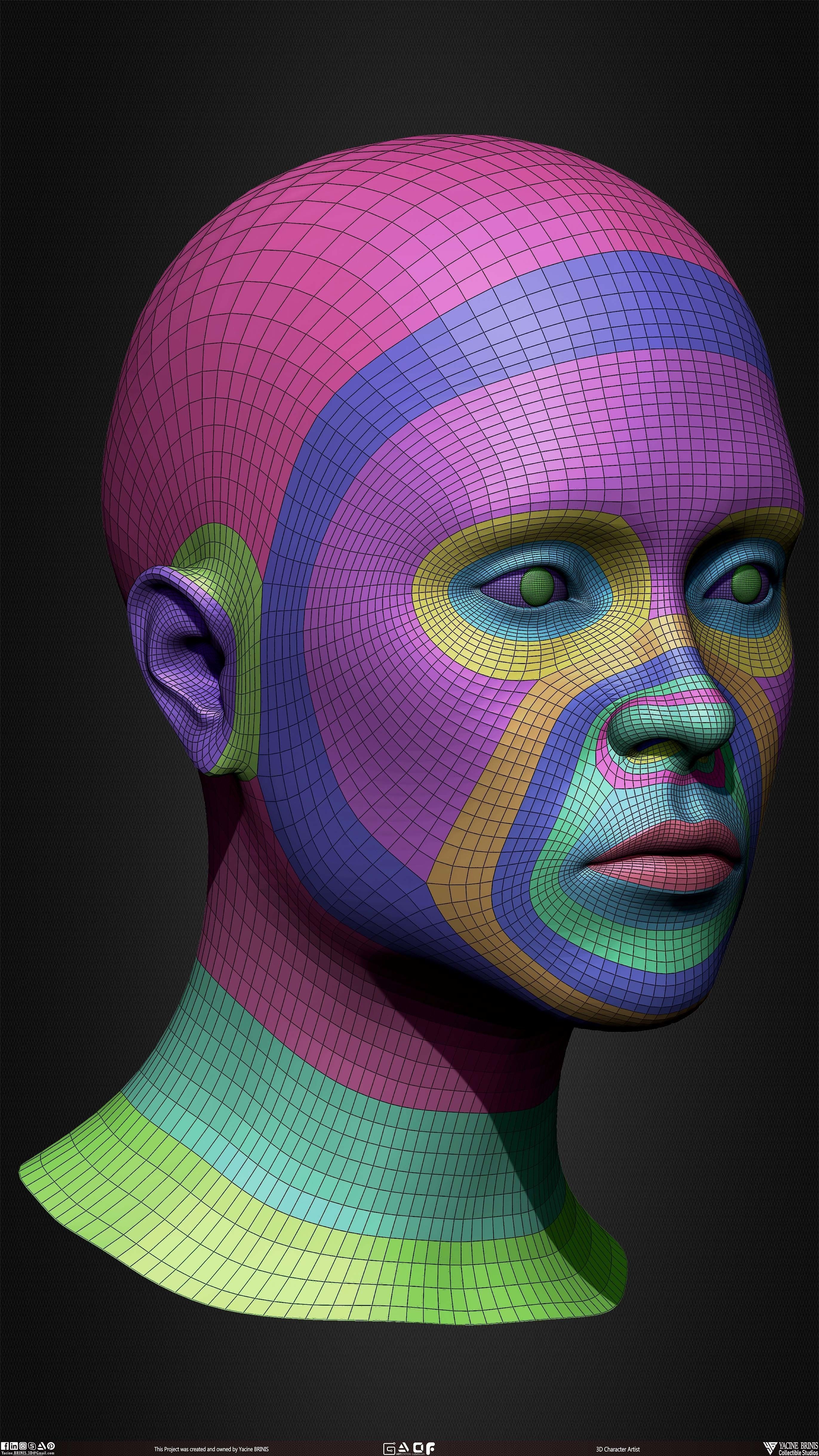 Female Head Basemesh Vol 01 Low-poly 3D model_28
