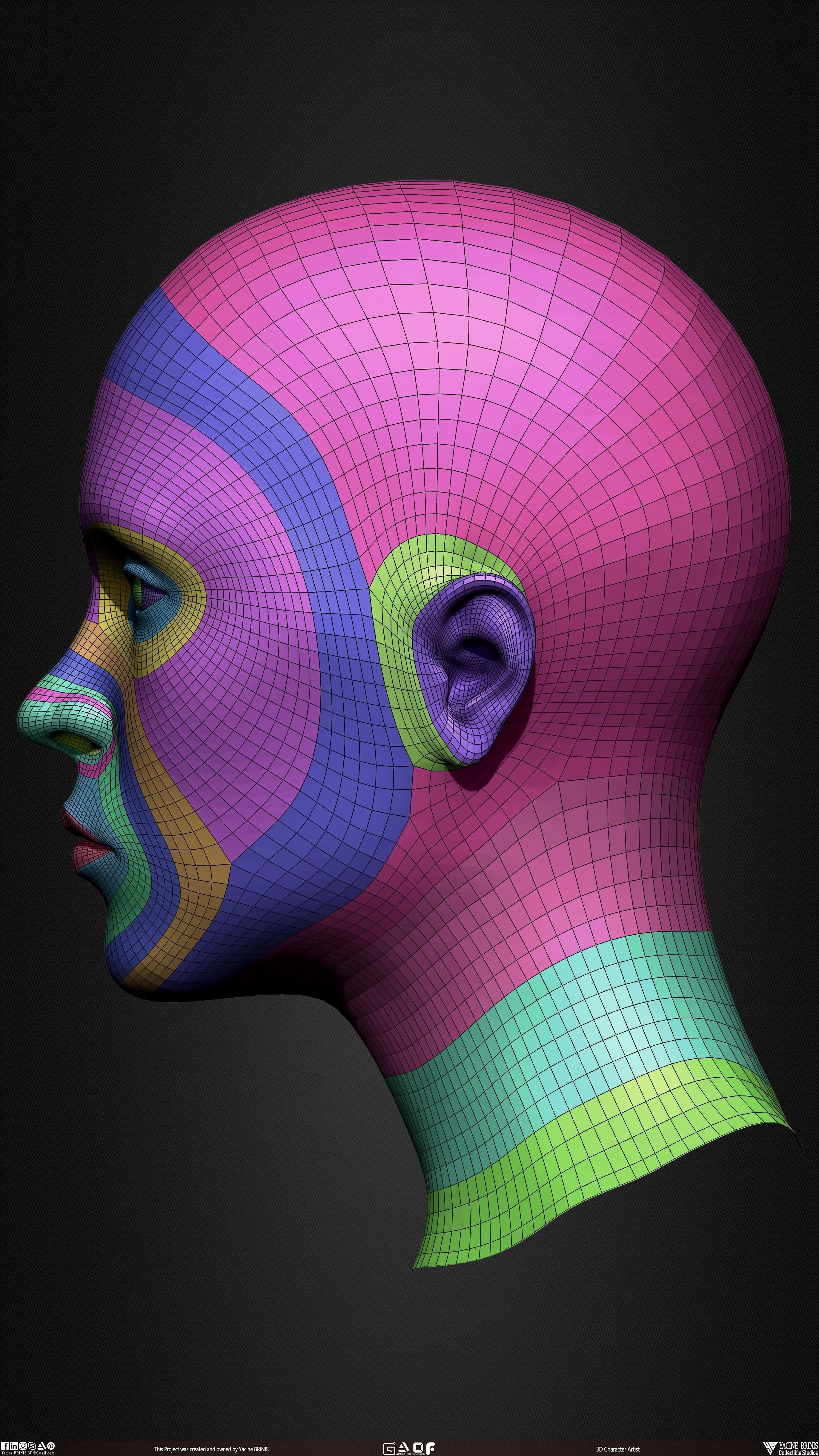 Female Head Basemesh Vol 01 Low-poly 3D model_25