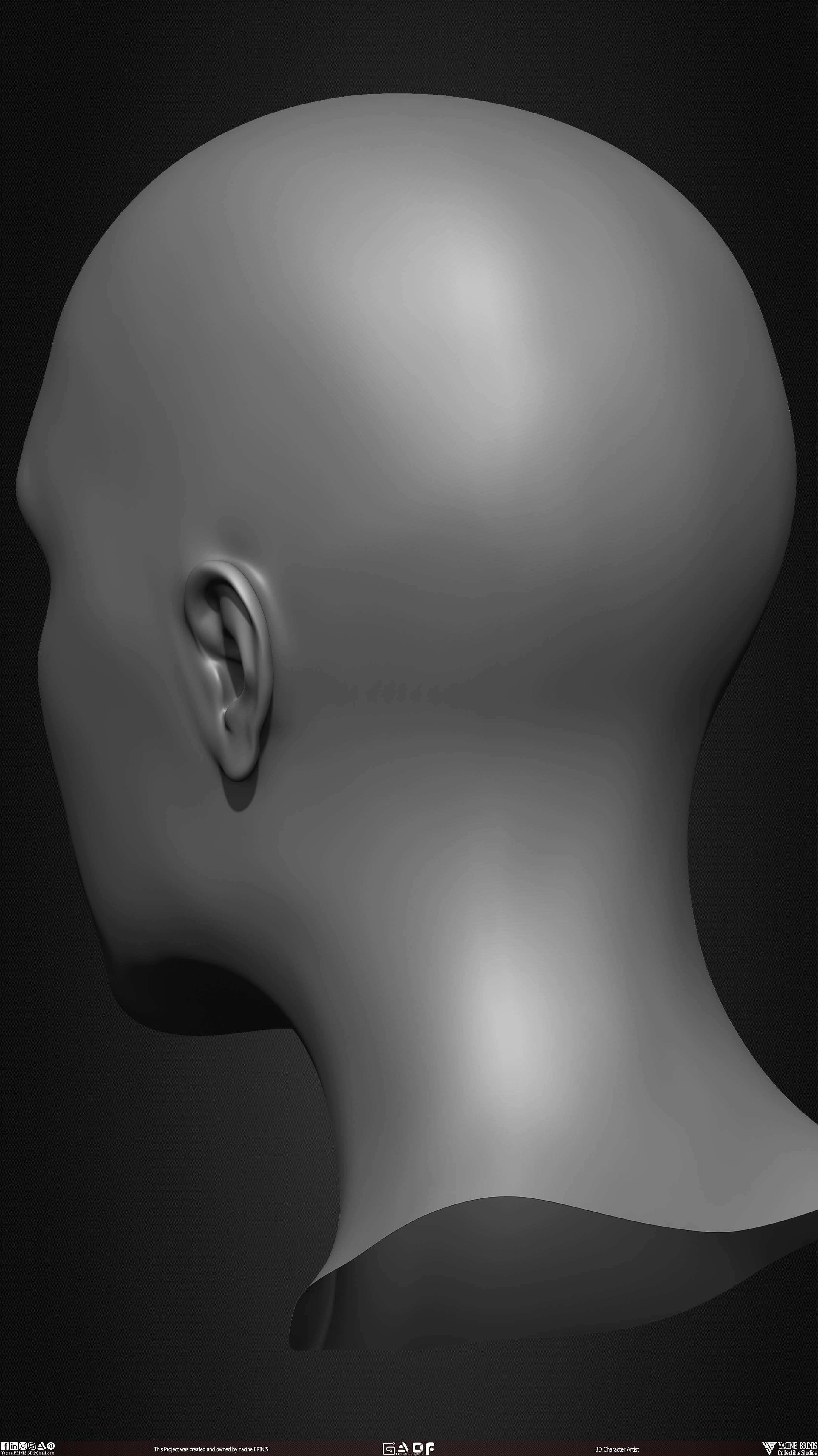 Female Head Basemesh Vol 01 Low-poly 3D model_16