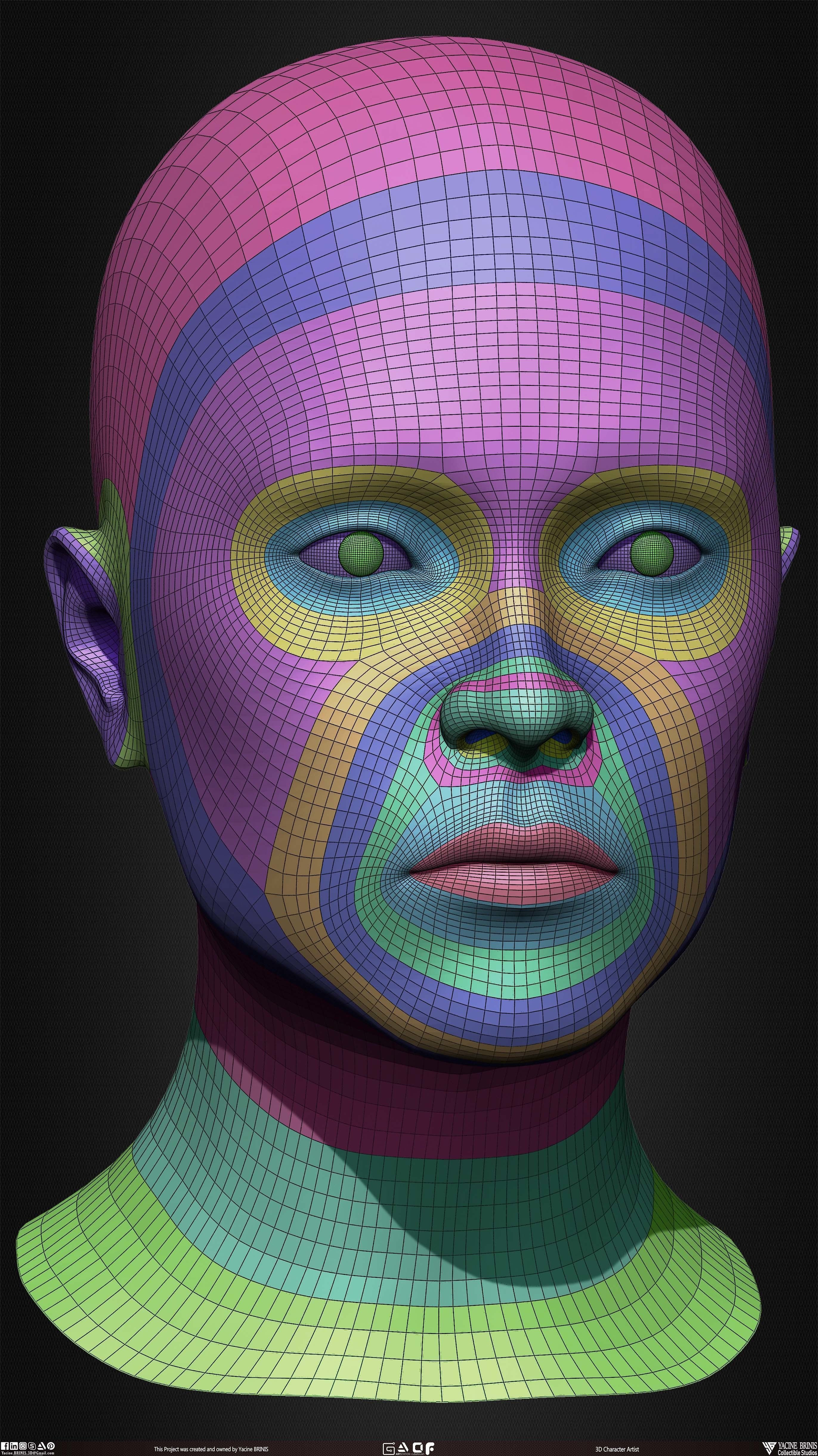 Female Head Basemesh Vol 01 Low-poly 3D model_27
