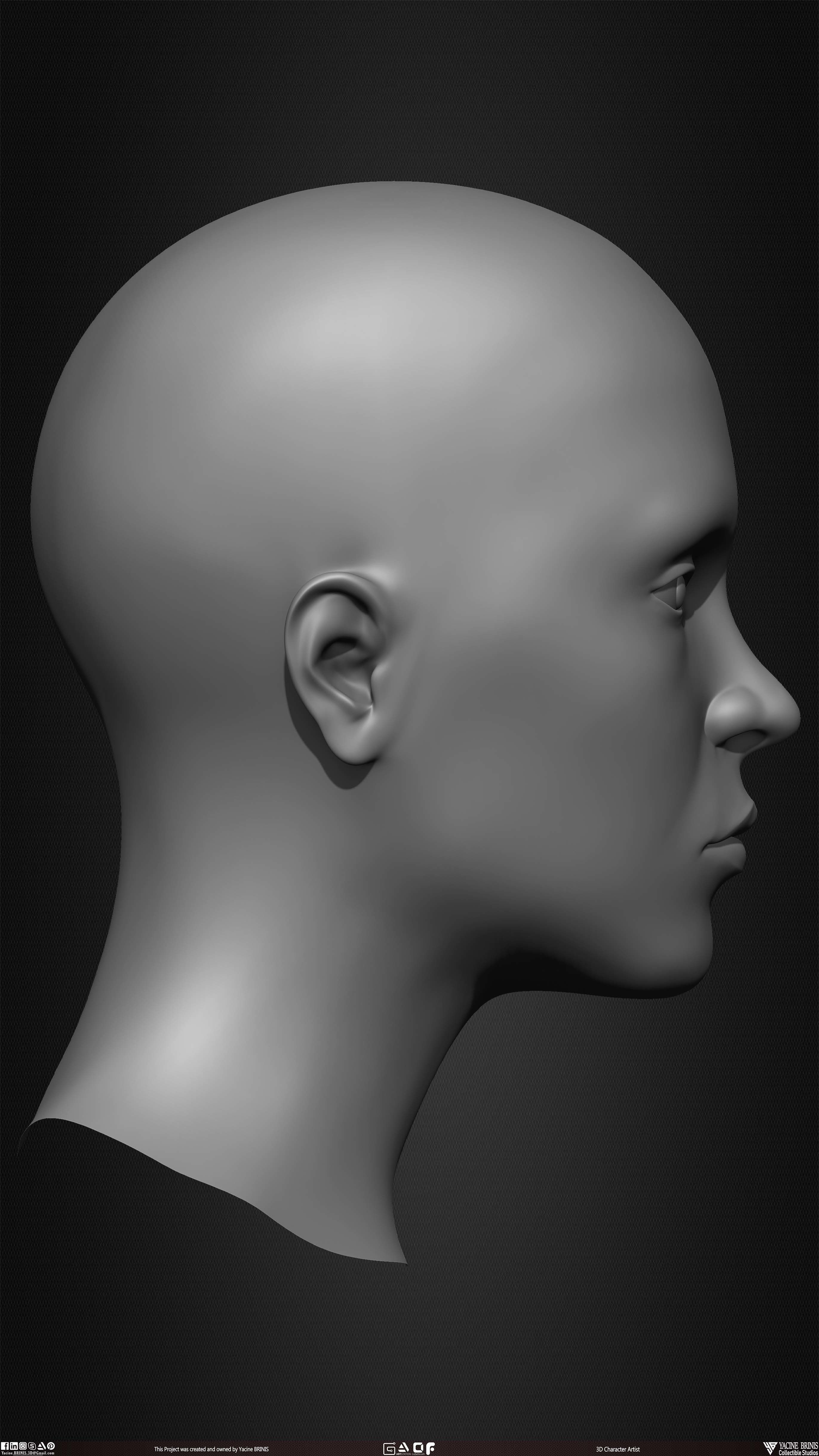Female Head Basemesh Vol 01 Low-poly 3D model_19