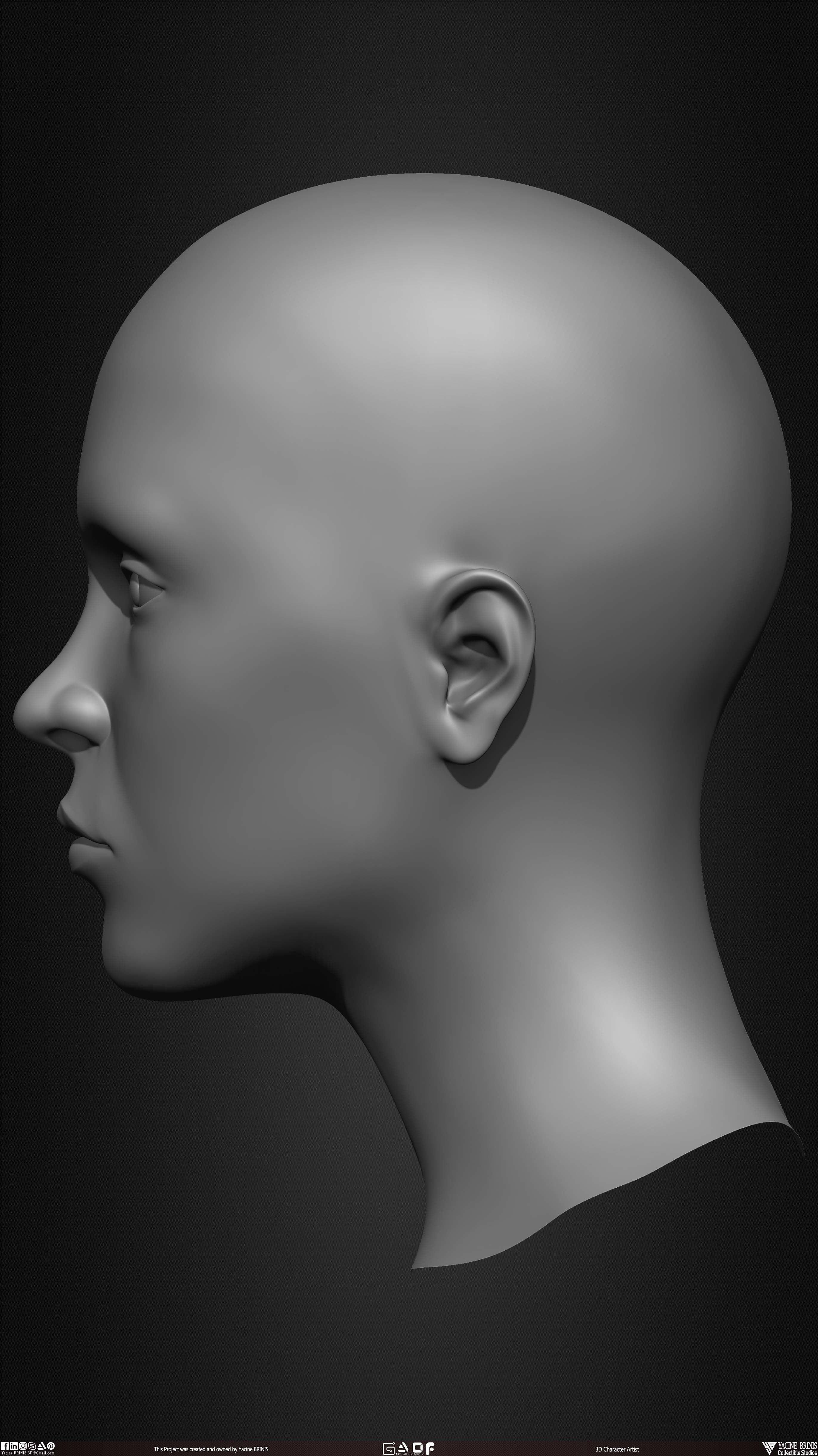 Female Head Basemesh Vol 01 Low-poly 3D model_15