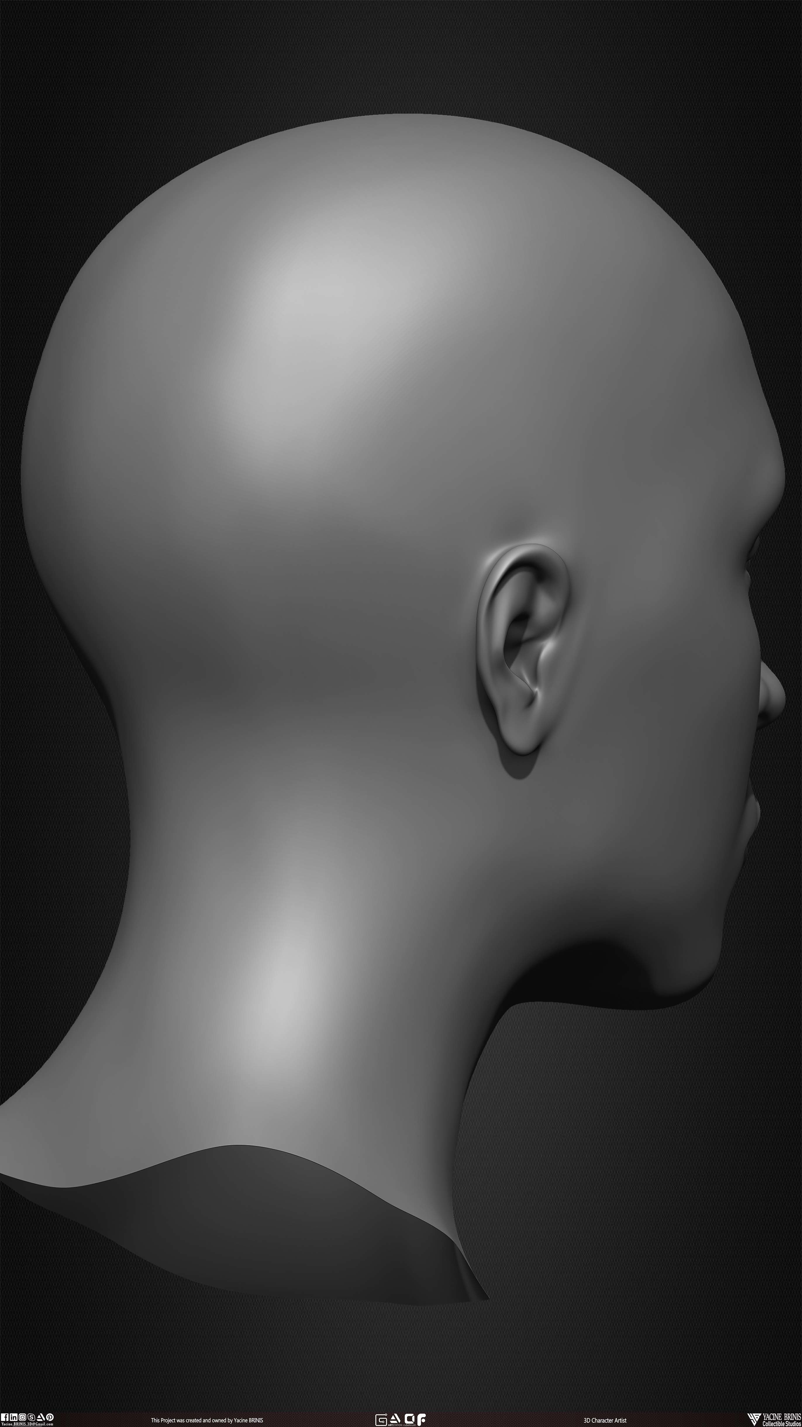 Female Head Basemesh Vol 01 Low-poly 3D model_18