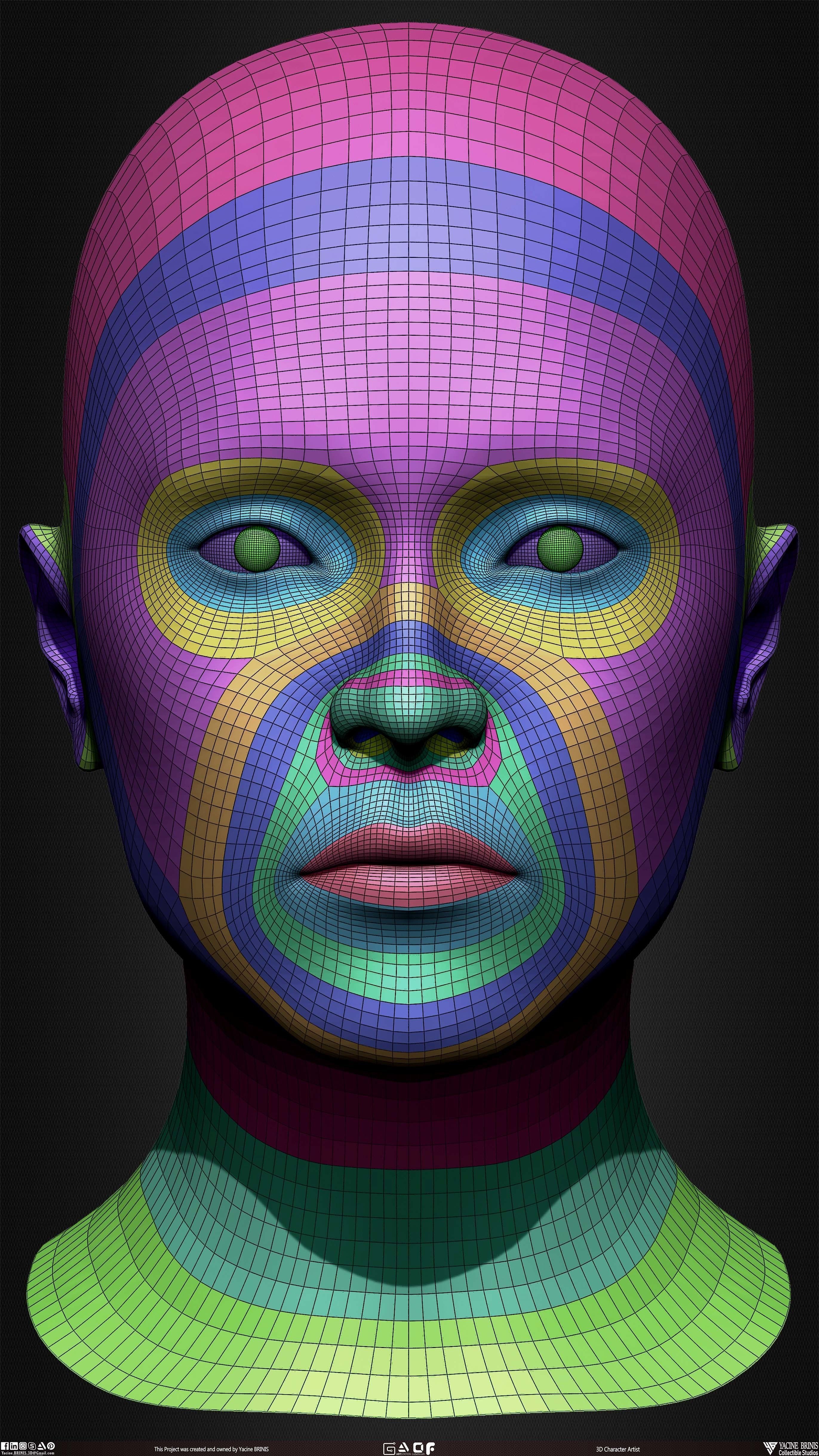 Female Head Basemesh Vol 01 Low-poly 3D model_23