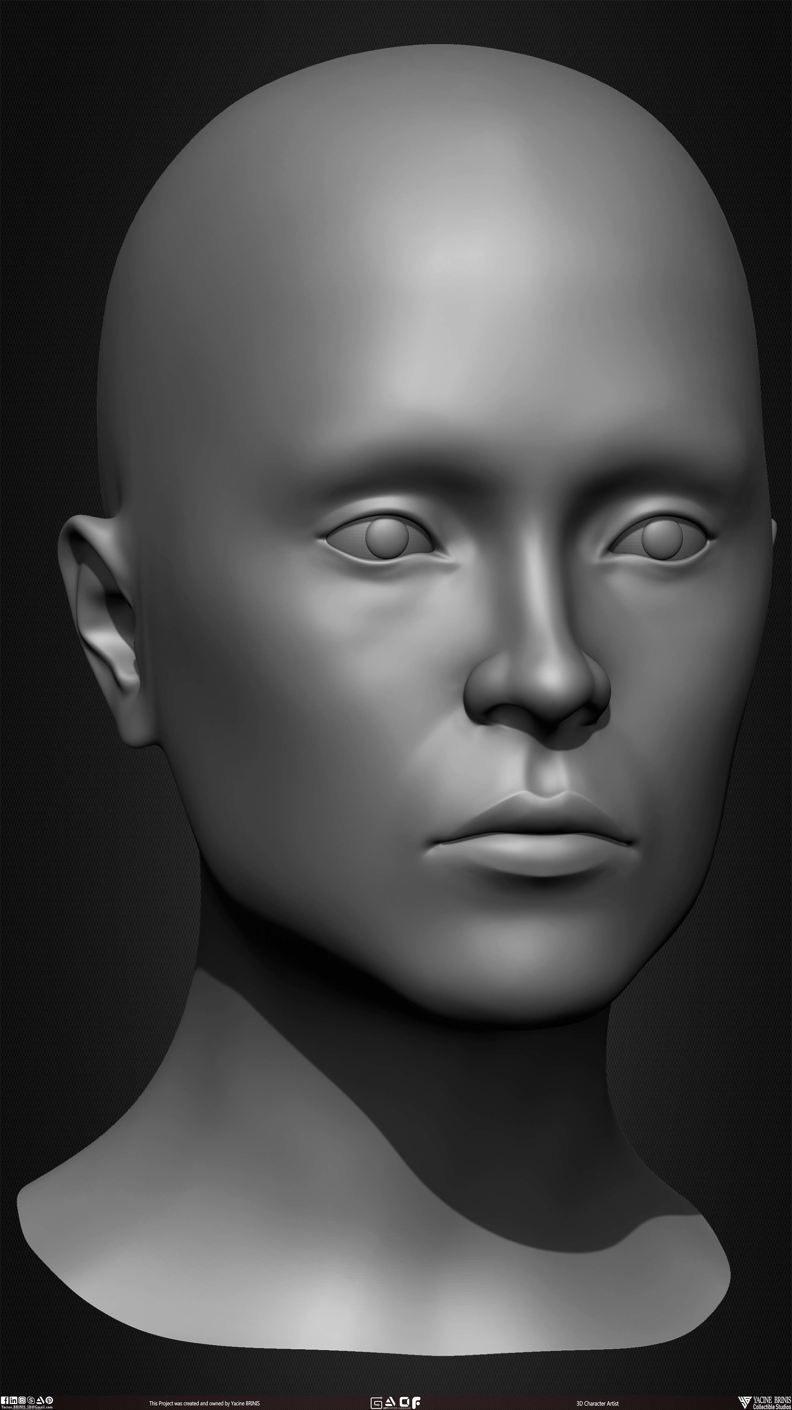 Female Head Basemesh Vol 01 Low-poly 3D model_21