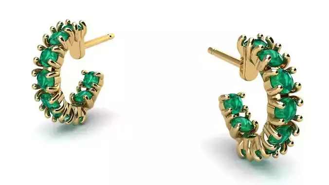 Round Gems Hoop Earrings 14 mm diameter