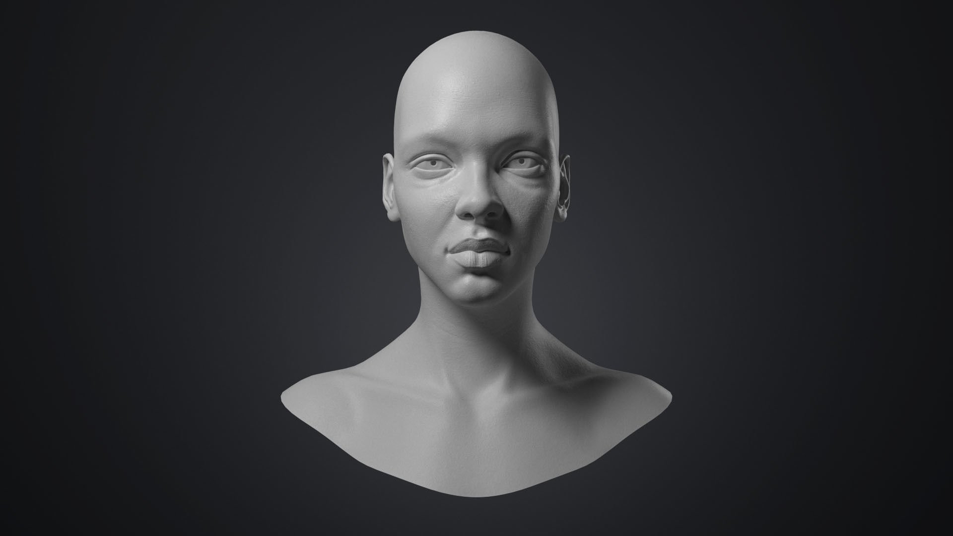 Female Head With Detailed Skin Texture Low-poly 3D model_1