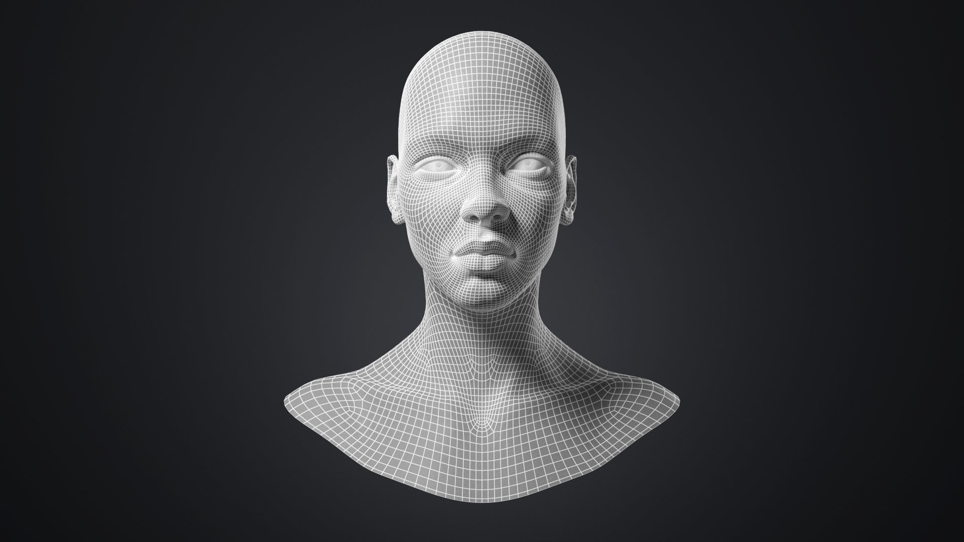 Female Head With Detailed Skin Texture Low-poly 3D model_2