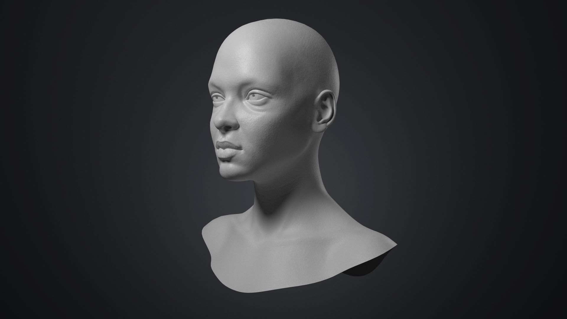 Female Head With Detailed Skin Texture Low-poly 3D model_9