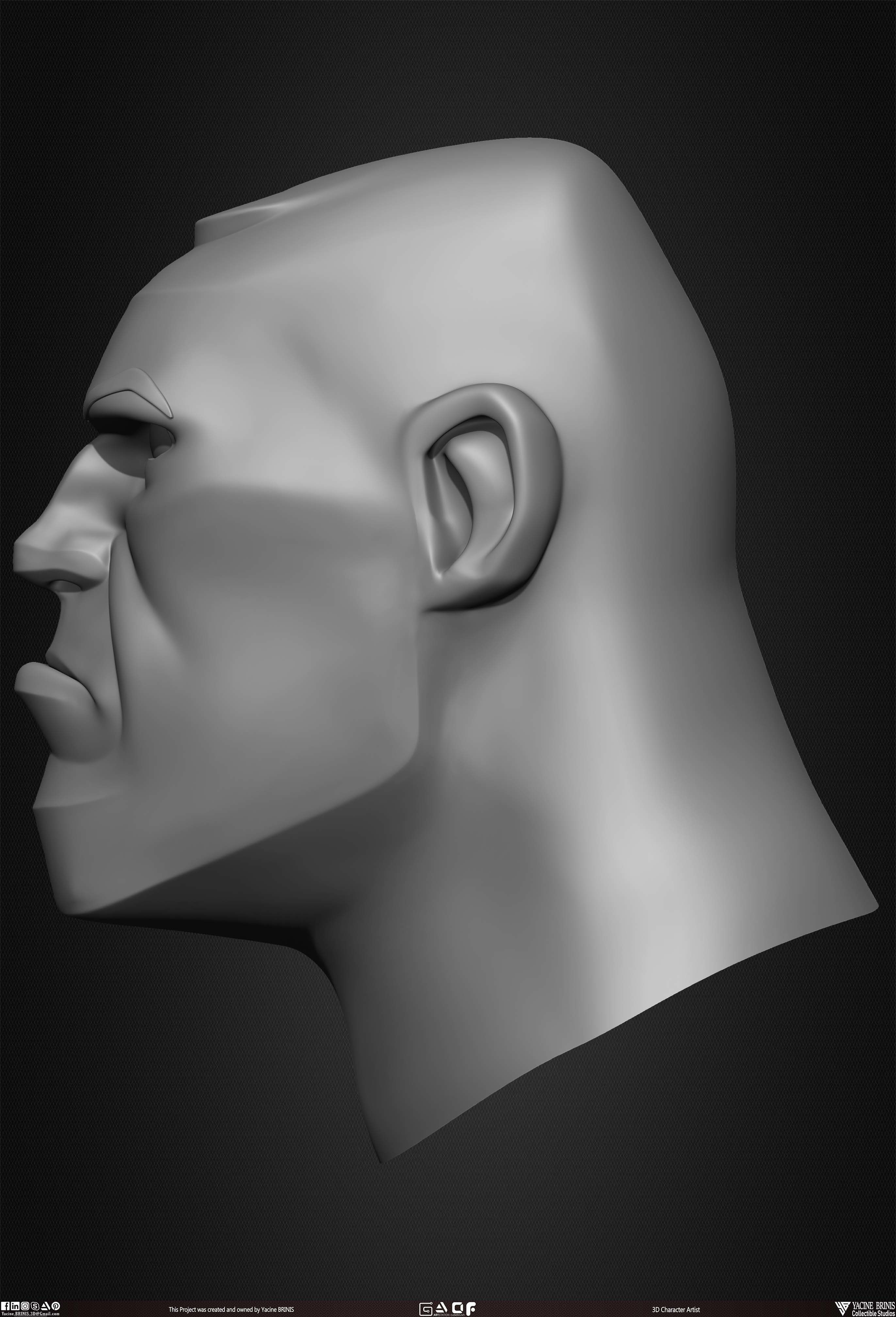Cartoon Male Head Basemesh Vol 01 Low-poly 3D model_34