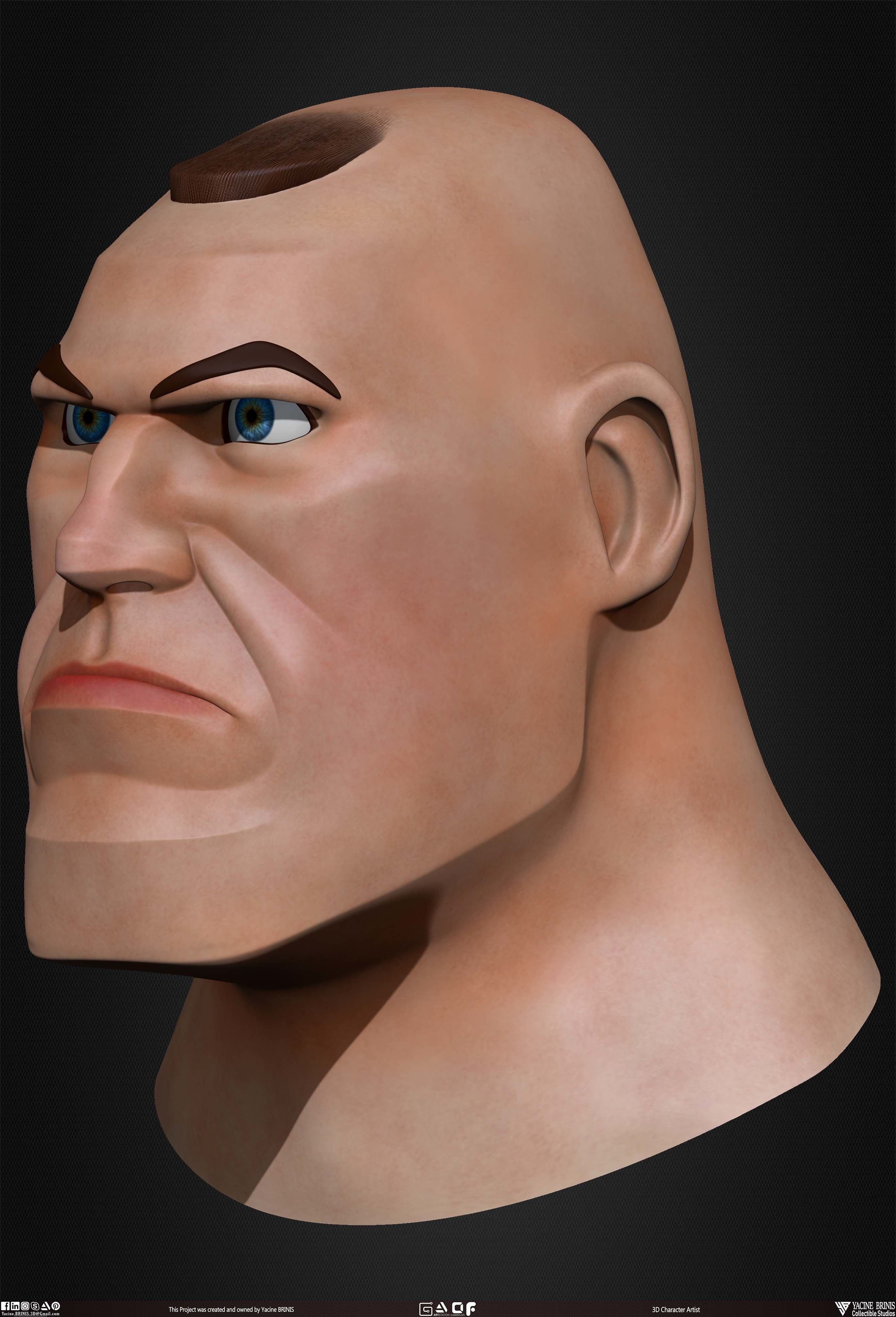 Cartoon Male Head Basemesh Vol 01 Low-poly 3D model_17