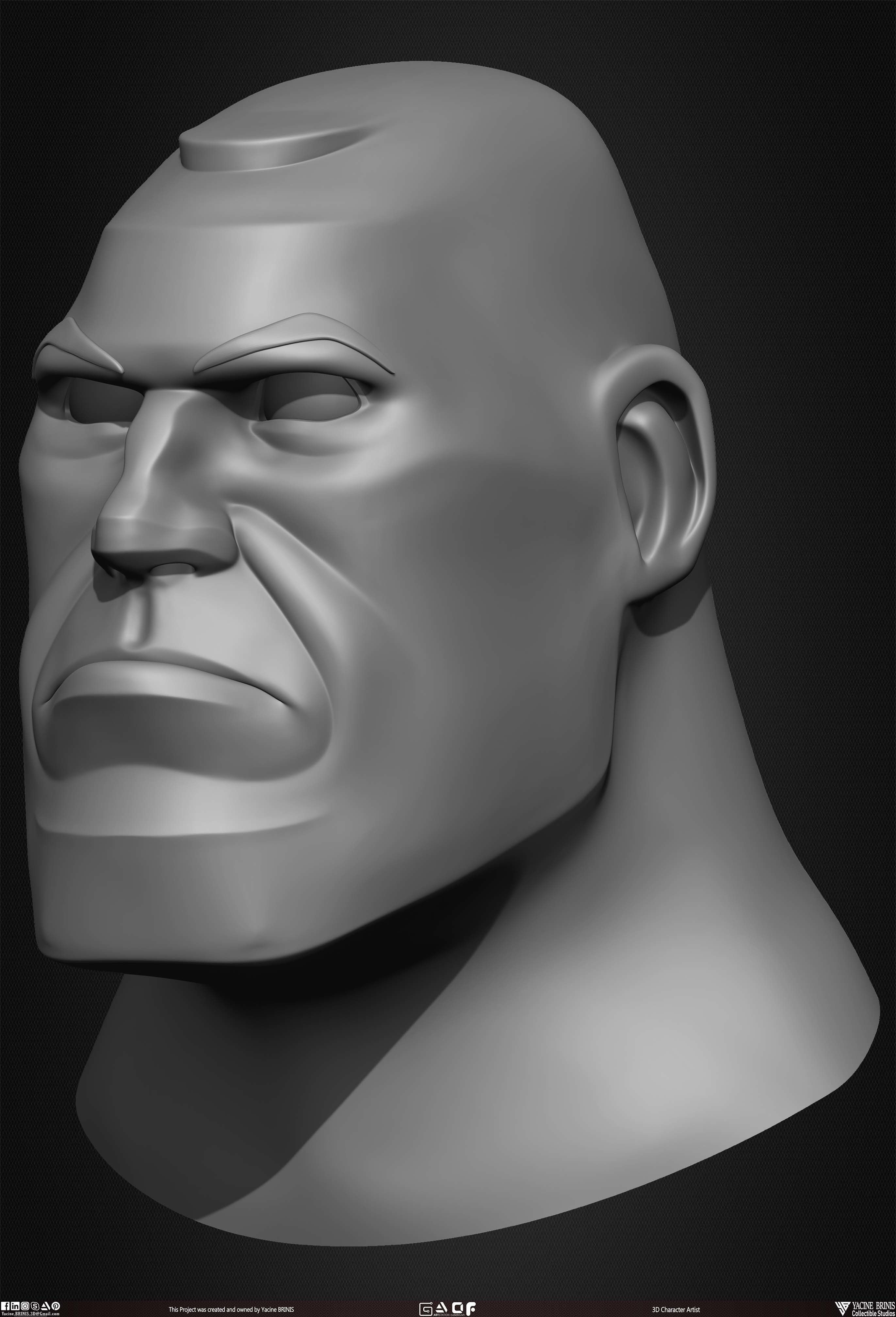 Cartoon Male Head Basemesh Vol 01 Low-poly 3D model_32
