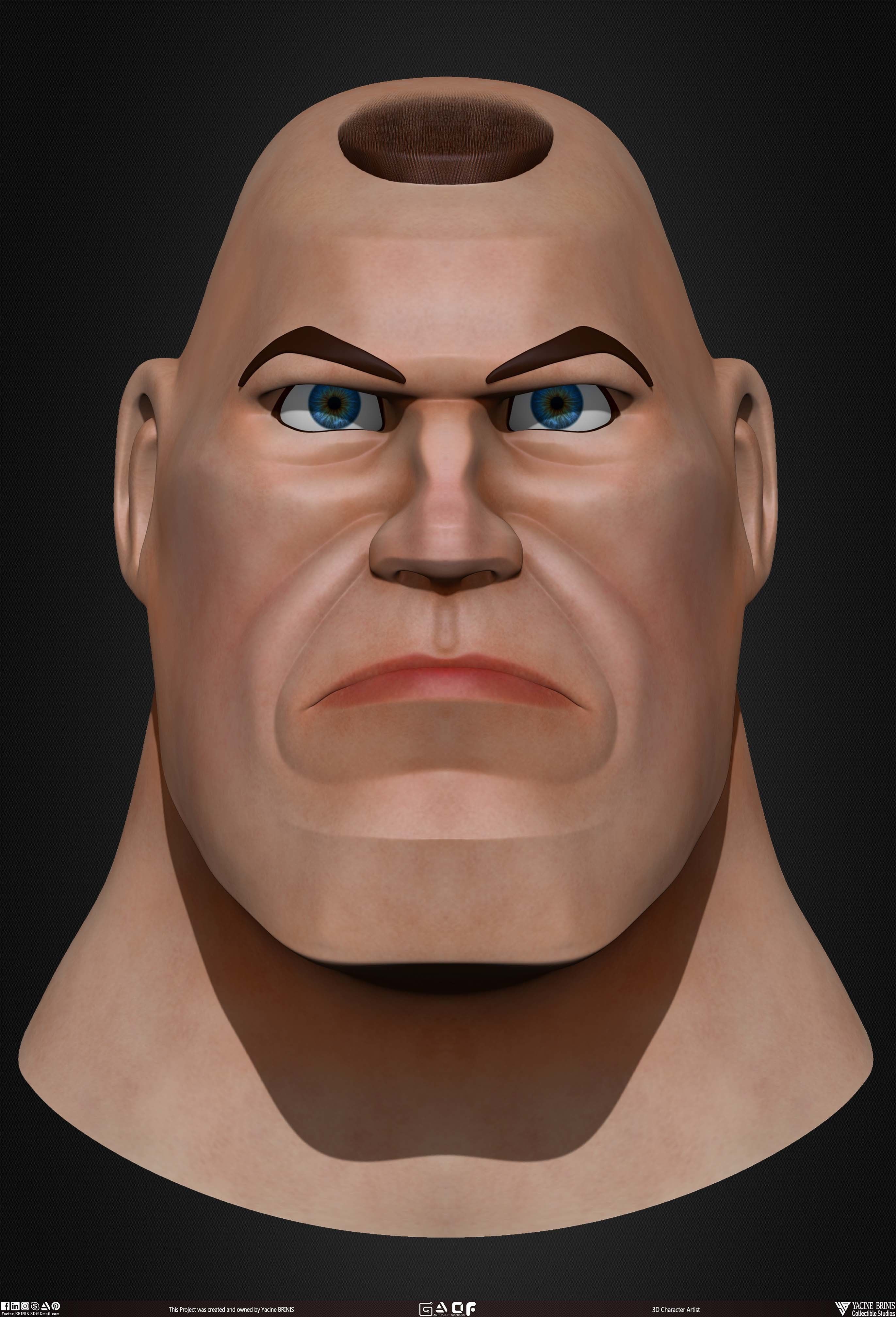Cartoon Male Head Basemesh Vol 01 Low-poly 3D model_16