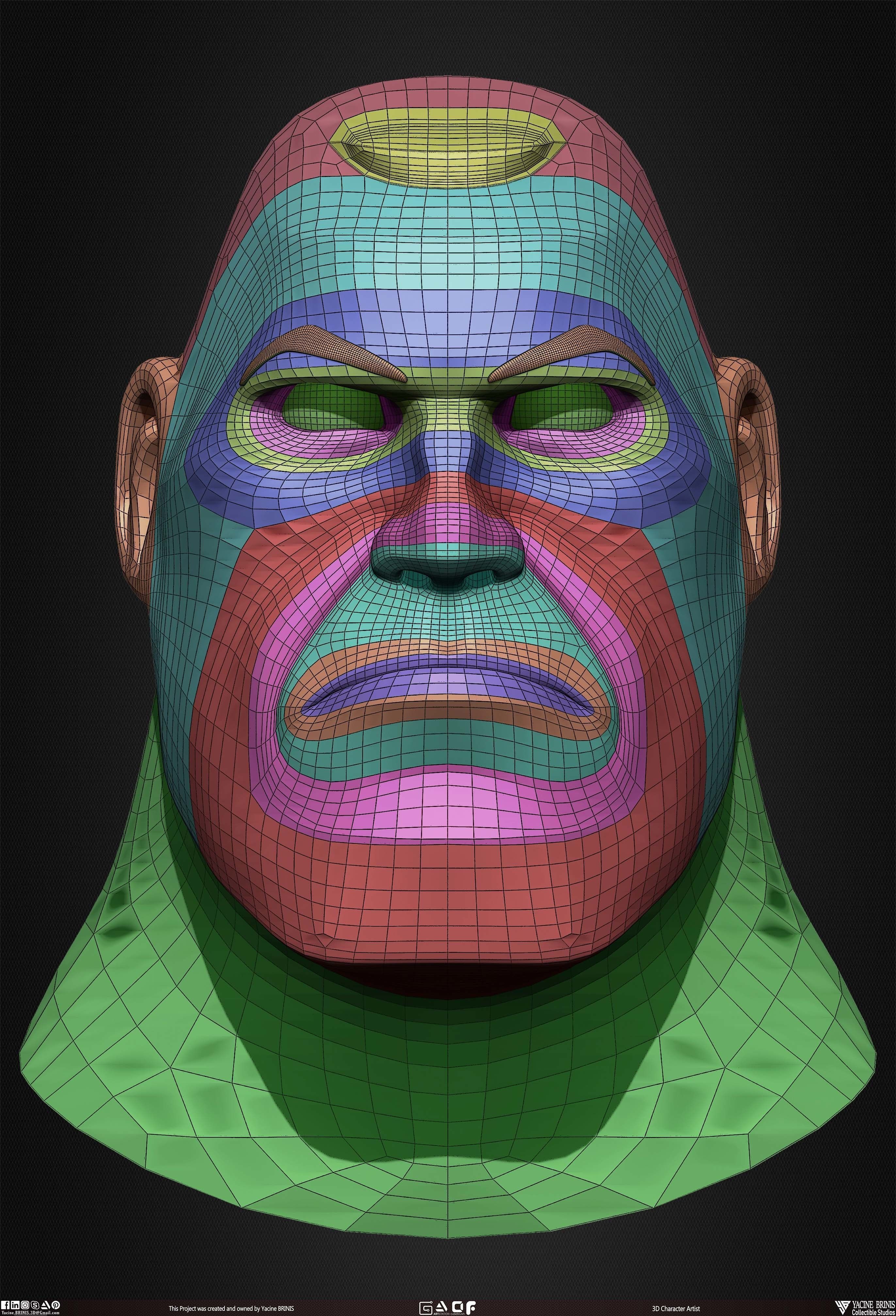 Cartoon Male Head Basemesh Vol 01 Low-poly 3D model_35