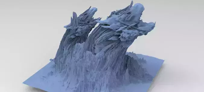 Dragon Clawed Spiked mountain 2 heads  3D model