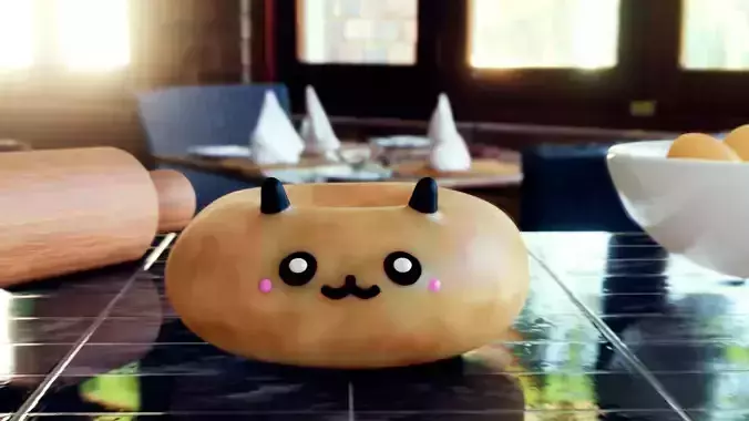 Cute panda donut restaurant bundle with animation