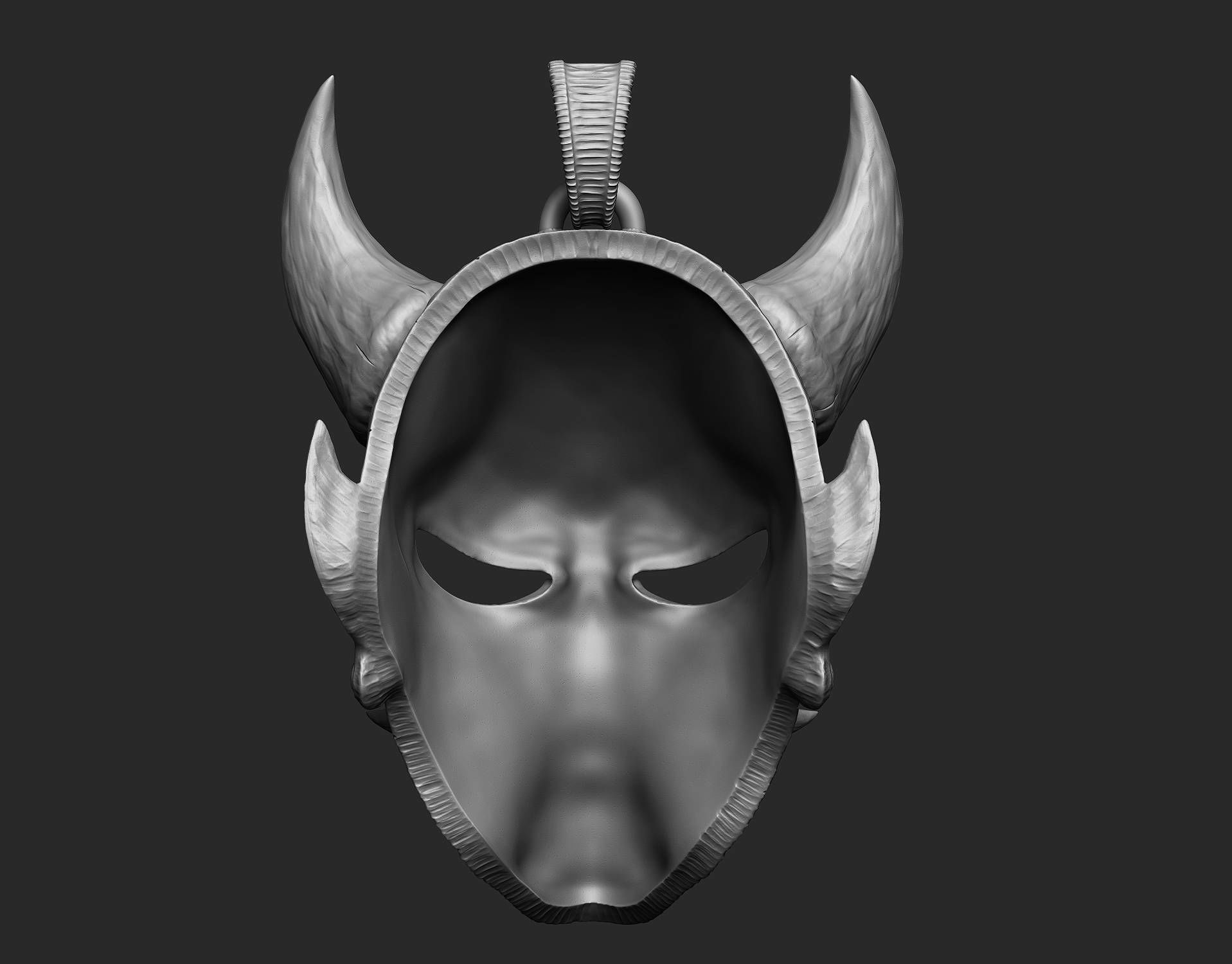 Hannya mask pendant Oni Mask Samurai Mask necklace 3D model 3D print model_15