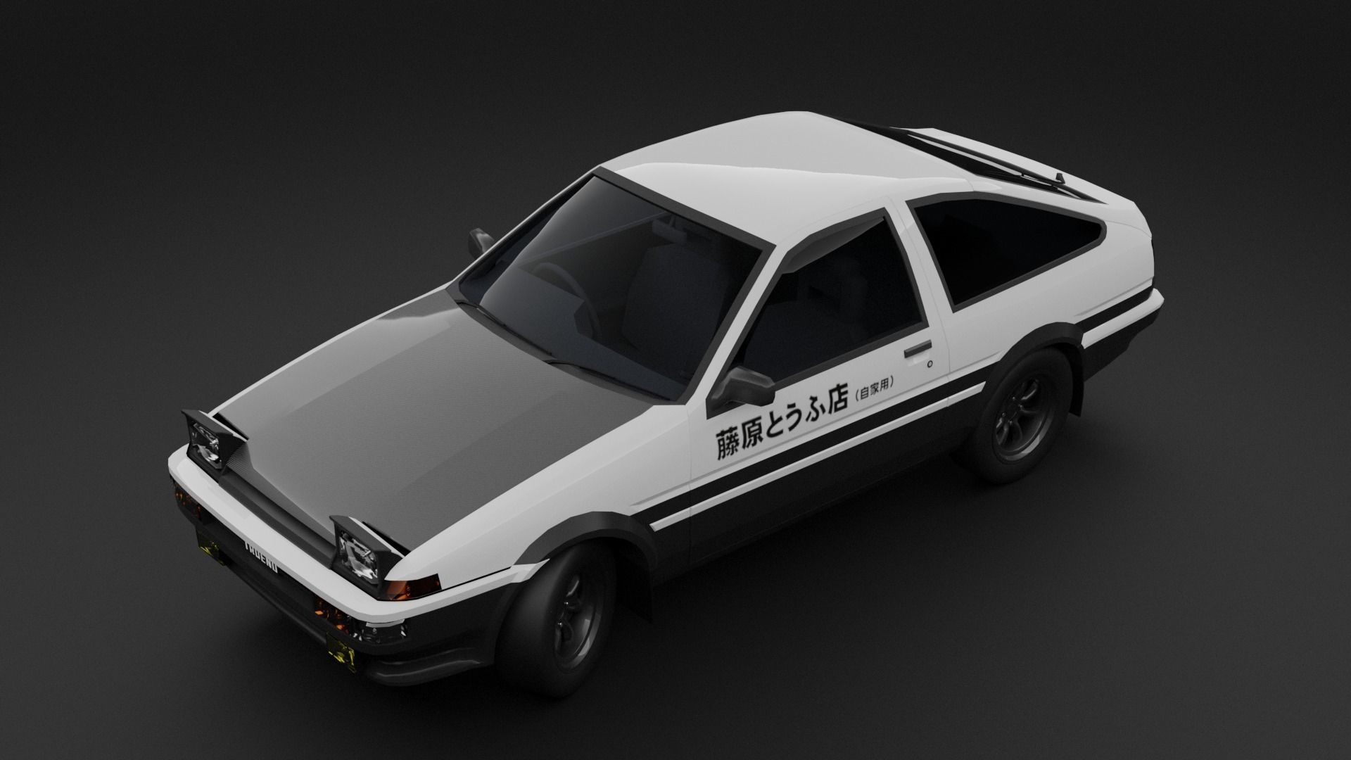 Toyota Sprinter AE86 Trueno Low-poly 3D model_5