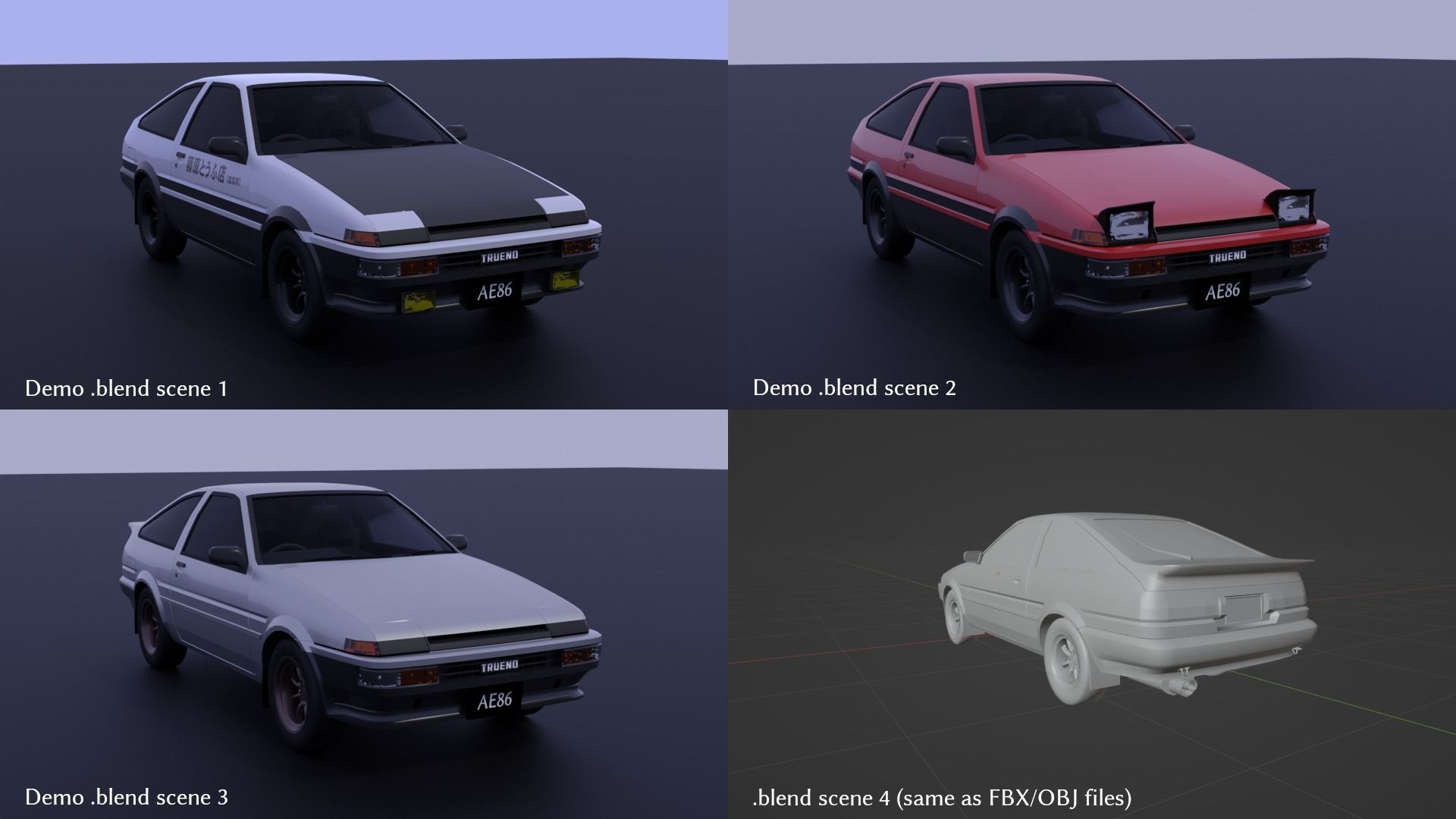 Toyota Sprinter AE86 Trueno Low-poly 3D model_16