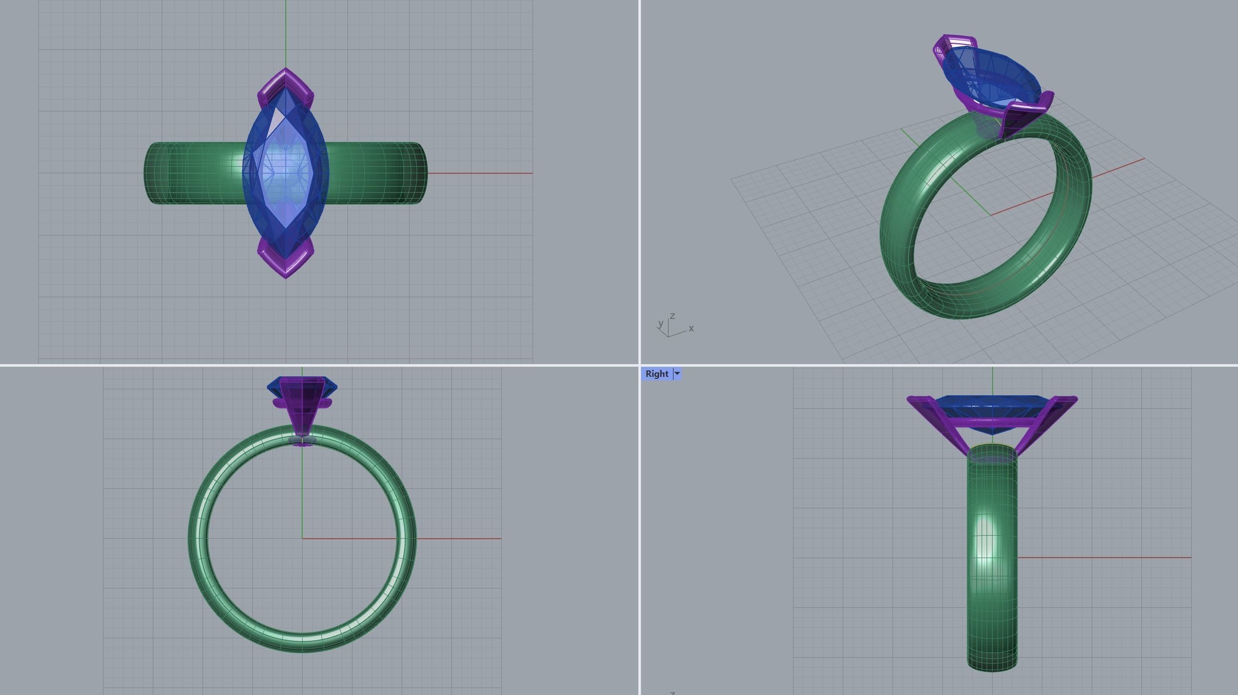 Engagement Ring 3D print model_3