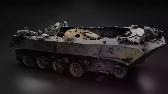 Destroyed and burnt Russian BMD-2 Photoscan PBR Game Ready Low-poly 3D model