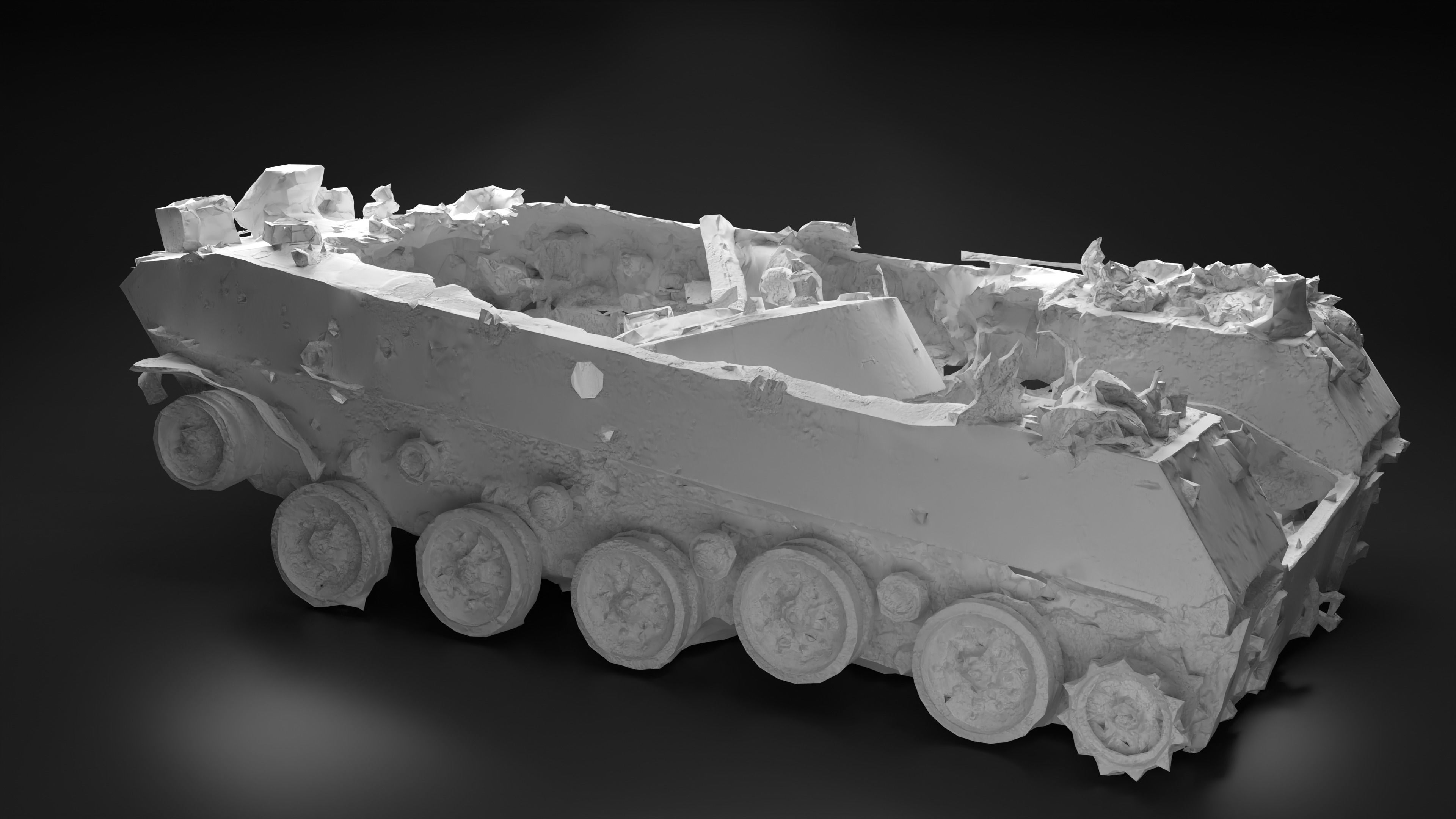 Destroyed and burnt Russian BMD-2 Photoscan PBR Game Ready Low-poly 3D model_16
