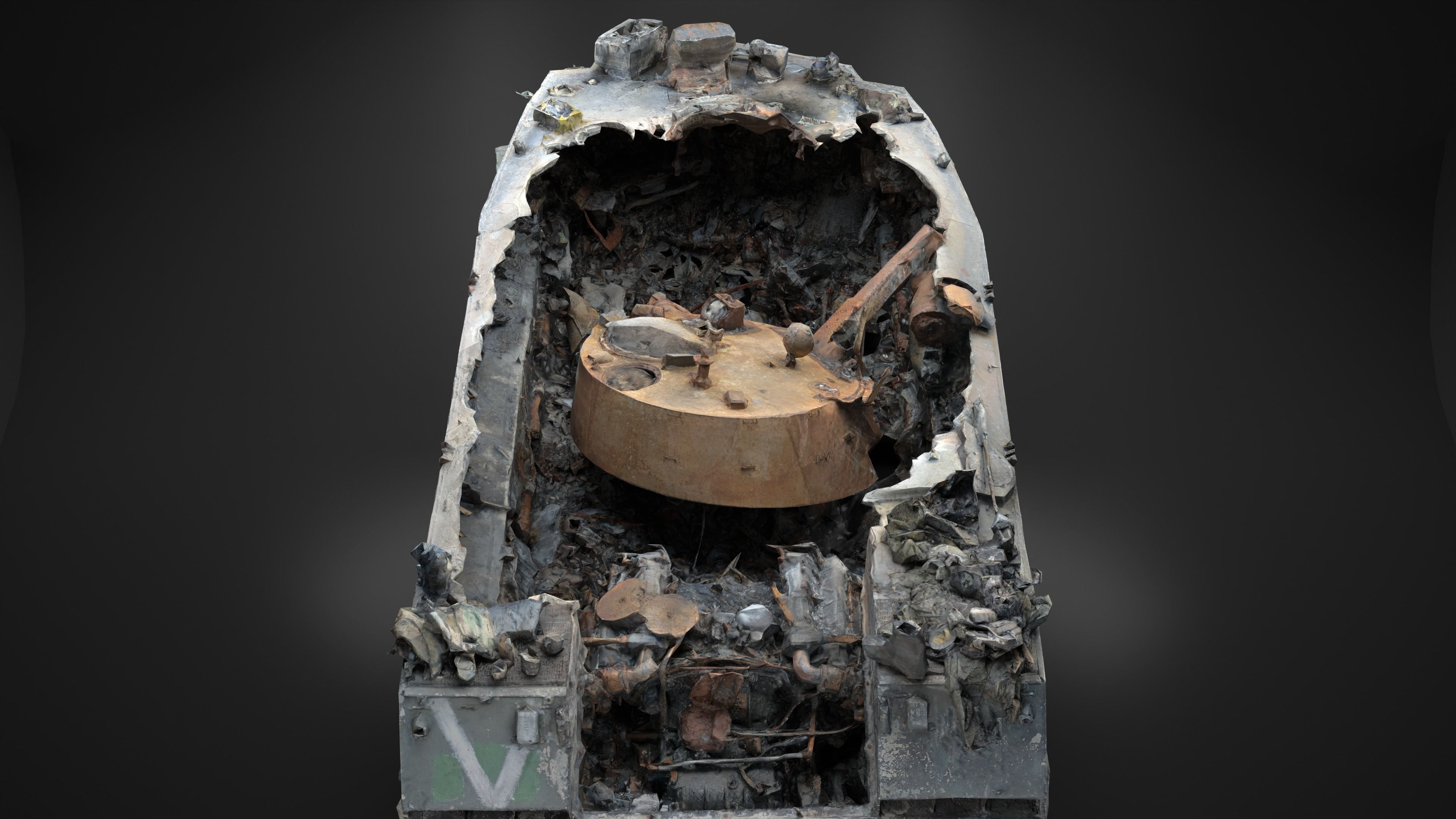 Destroyed and burnt Russian BMD-2 Photoscan PBR Game Ready Low-poly 3D model_24