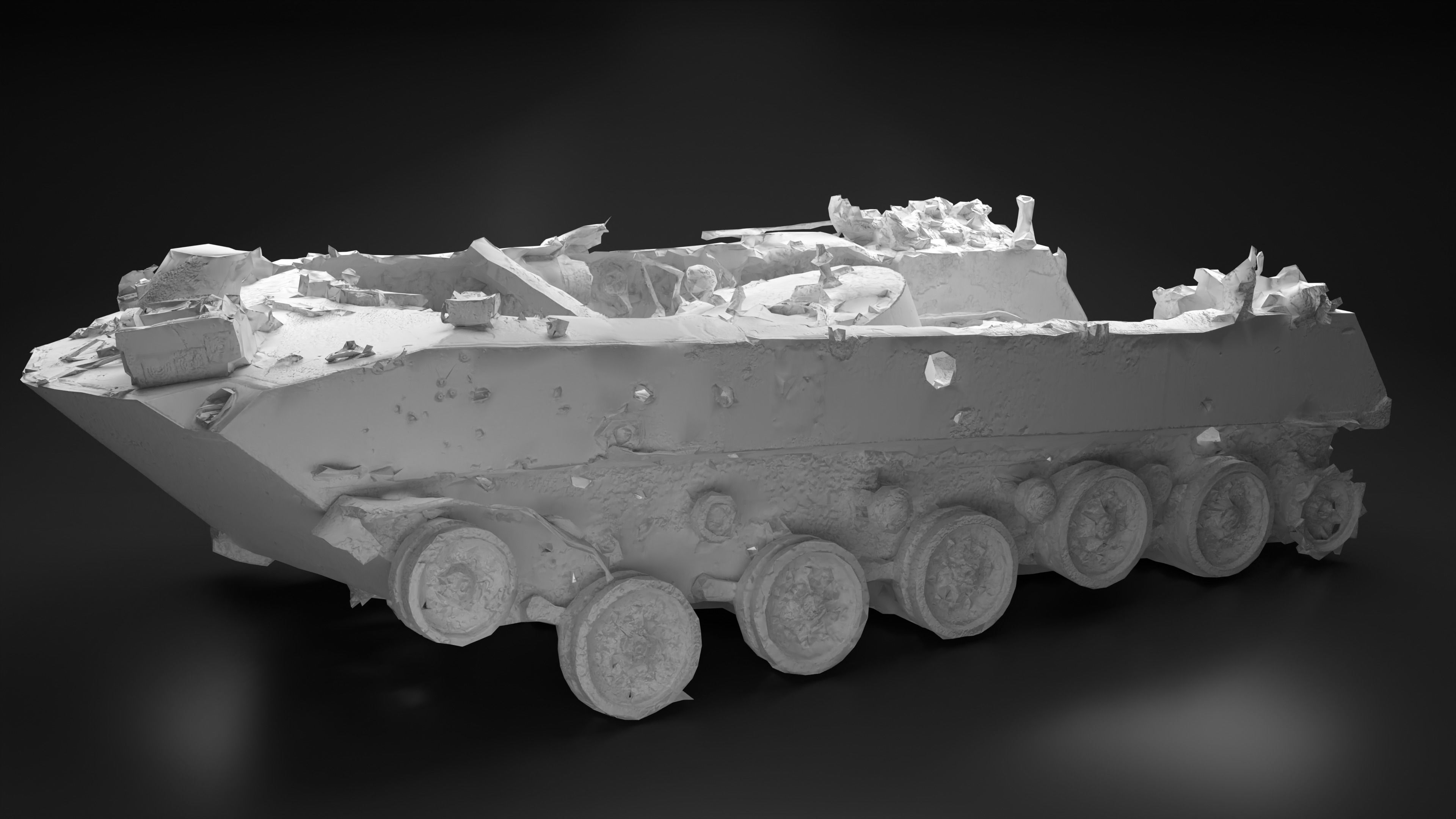 Destroyed and burnt Russian BMD-2 Photoscan PBR Game Ready Low-poly 3D model_19