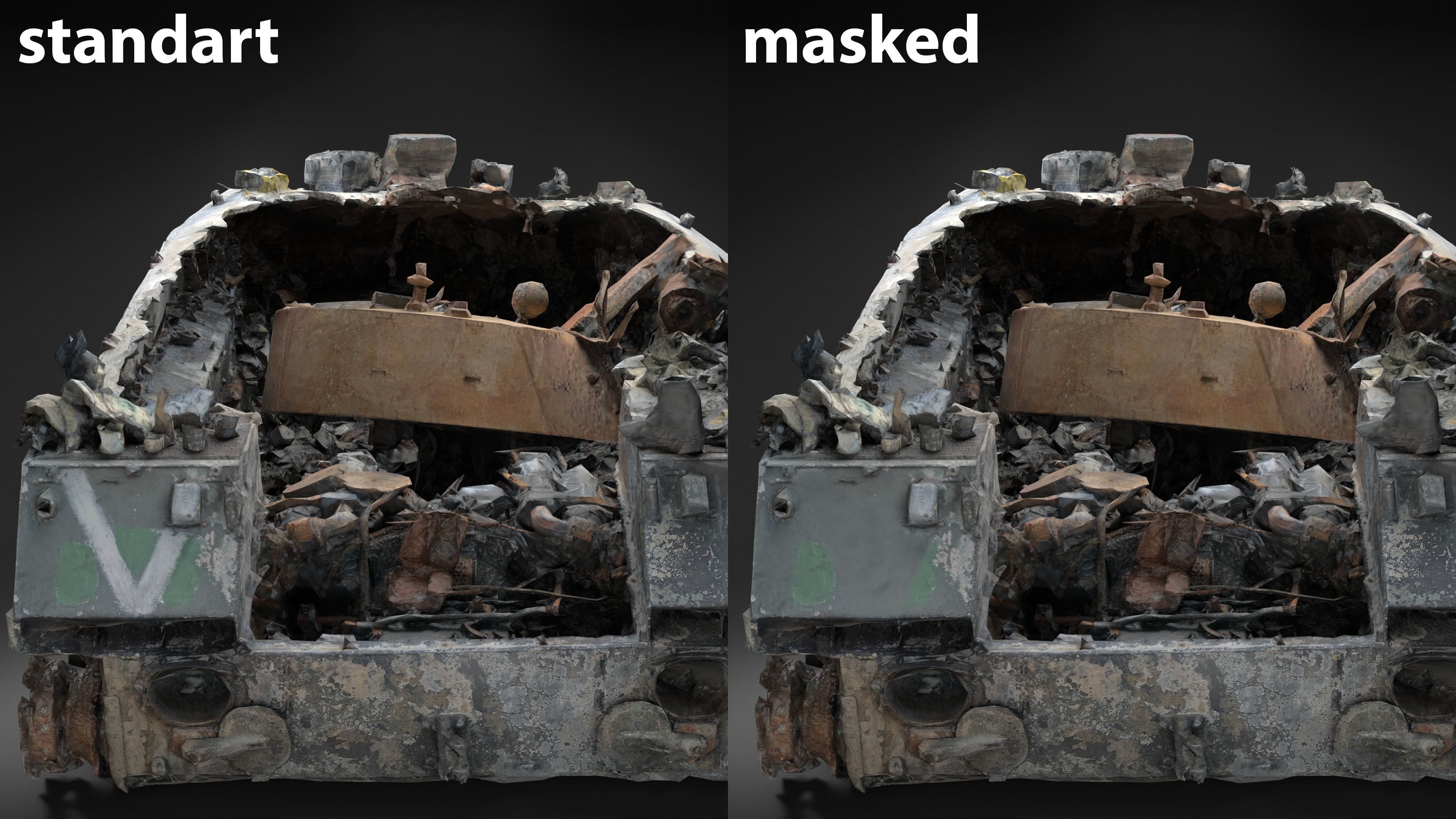 Destroyed and burnt Russian BMD-2 Photoscan PBR Game Ready Low-poly 3D model_25