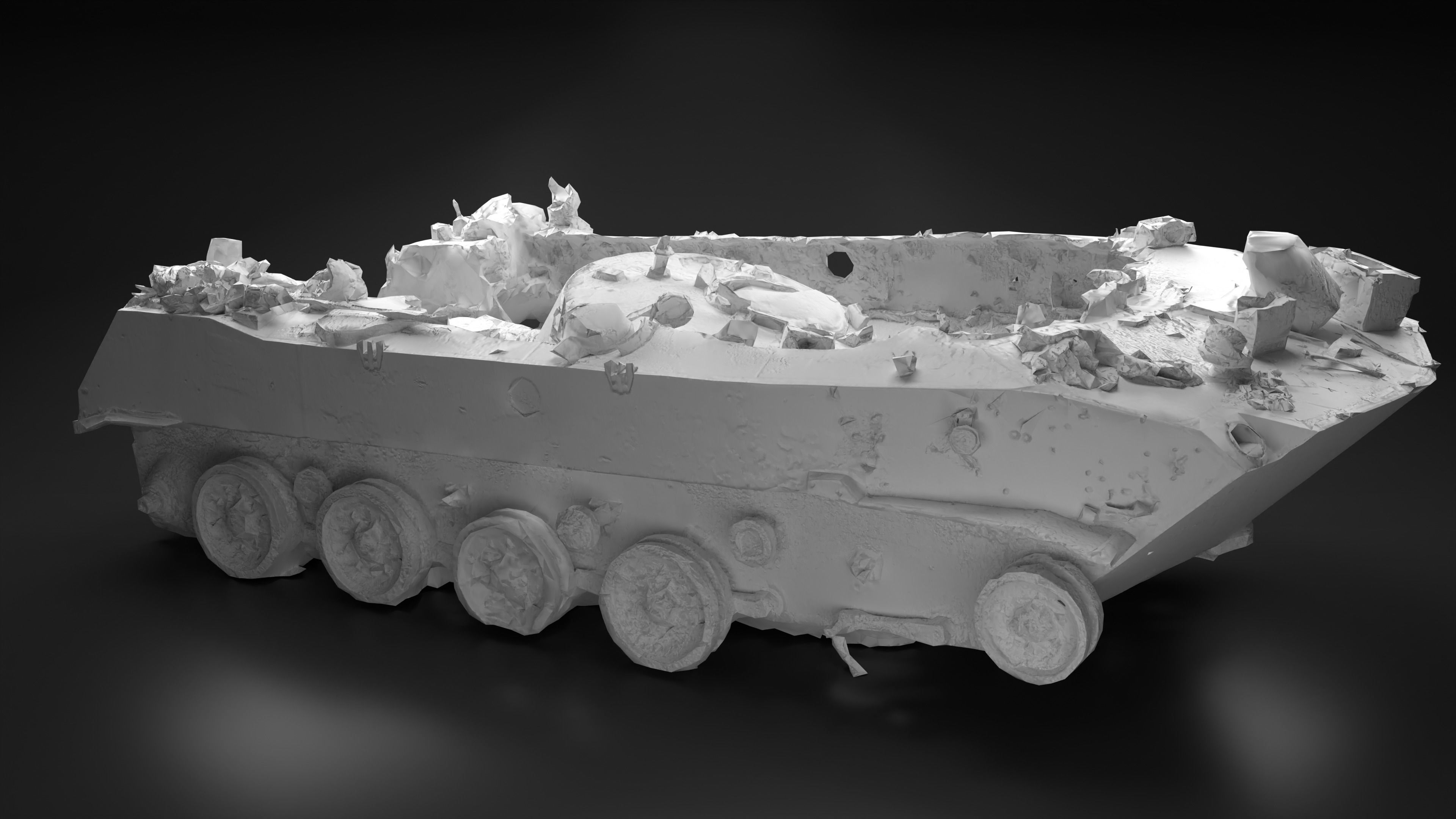 Destroyed and burnt Russian BMD-2 Photoscan PBR Game Ready Low-poly 3D model_4