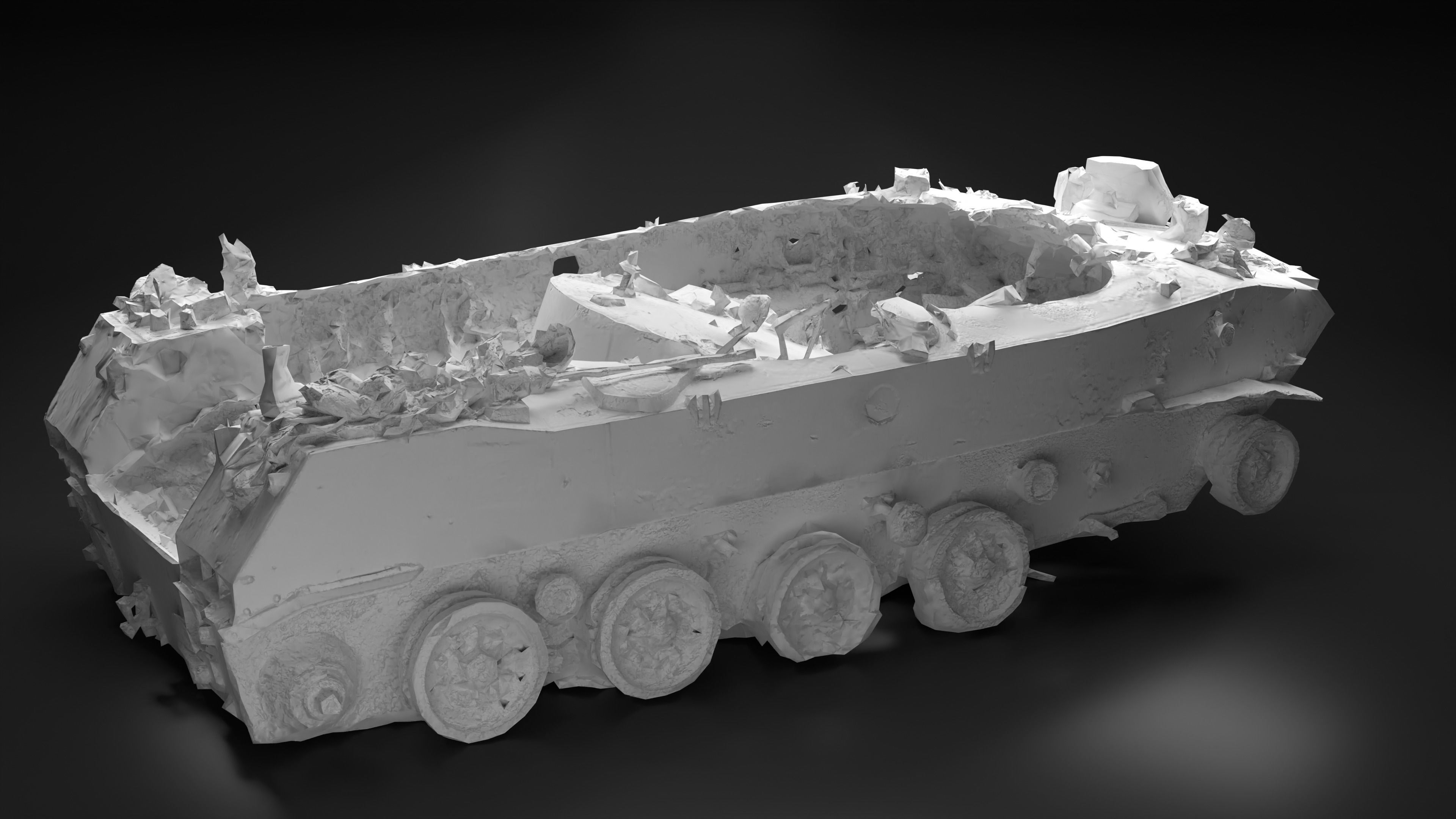 Destroyed and burnt Russian BMD-2 Photoscan PBR Game Ready Low-poly 3D model_10