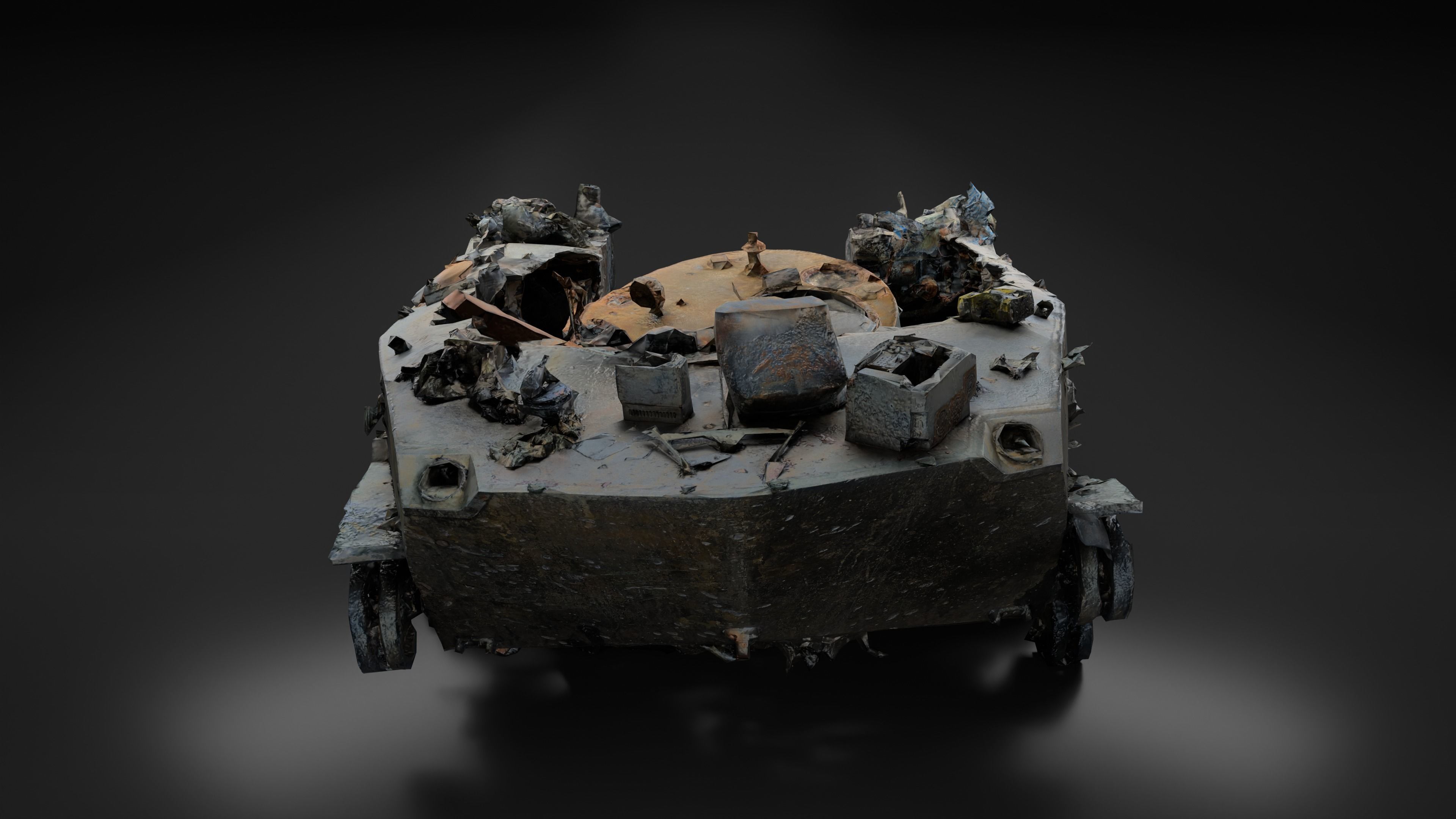 Destroyed and burnt Russian BMD-2 Photoscan PBR Game Ready Low-poly 3D model_6