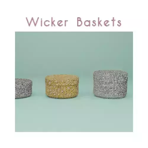 Wicker Baskets Set 3D model